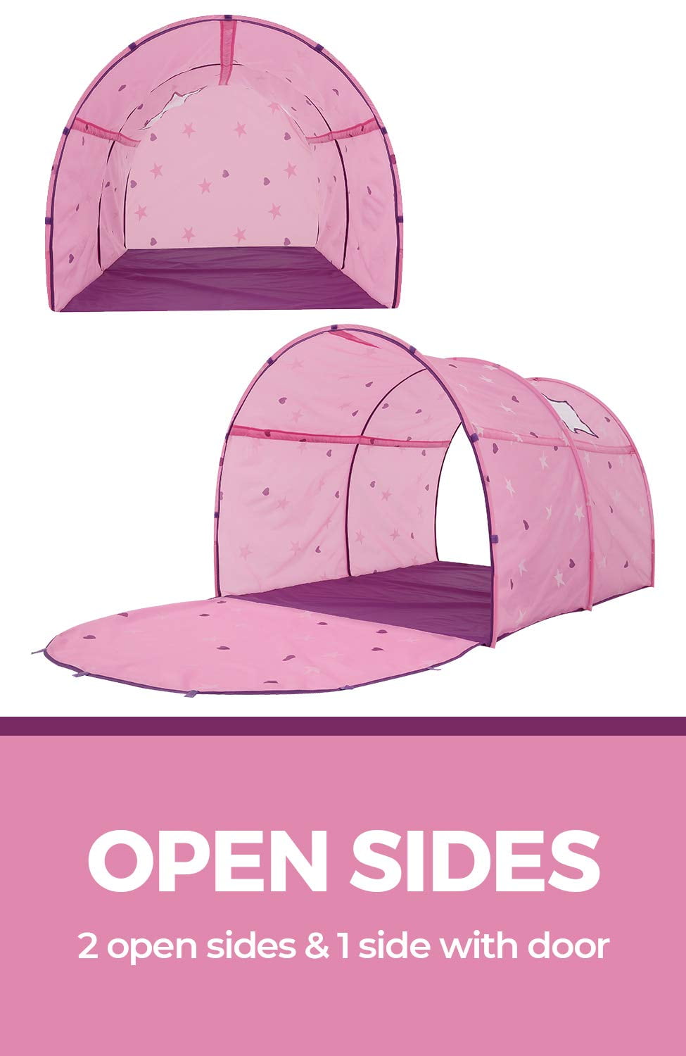 Bed Tent Canopy Kids Play Playhouse Privacy Twin Starlight Pink Pop Up by Alvantor - Image 5
