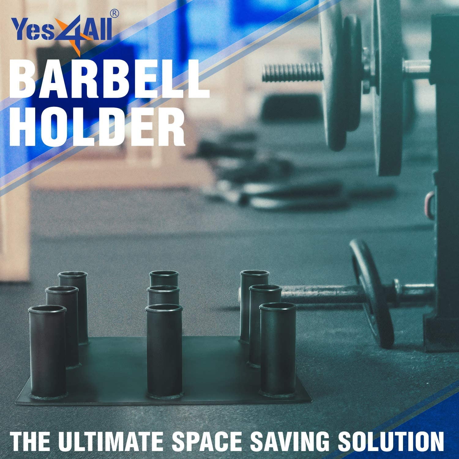 Yes4All Barbell Holder 9 Bars Vertical Storage Display Rack for Olympic Bar - Image 6