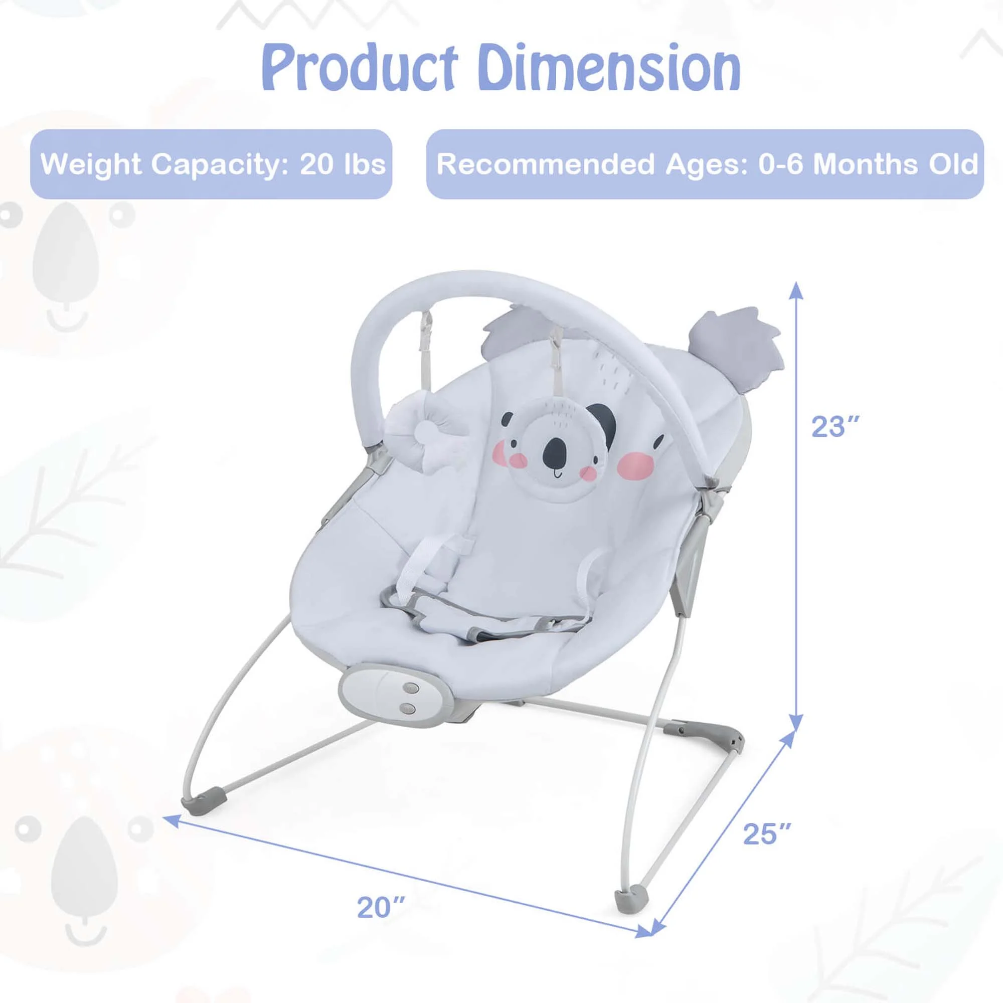Costway Portable Baby Bouncer Vibration Infant Rocker Seat with Detachable Toy Bar - Image 3