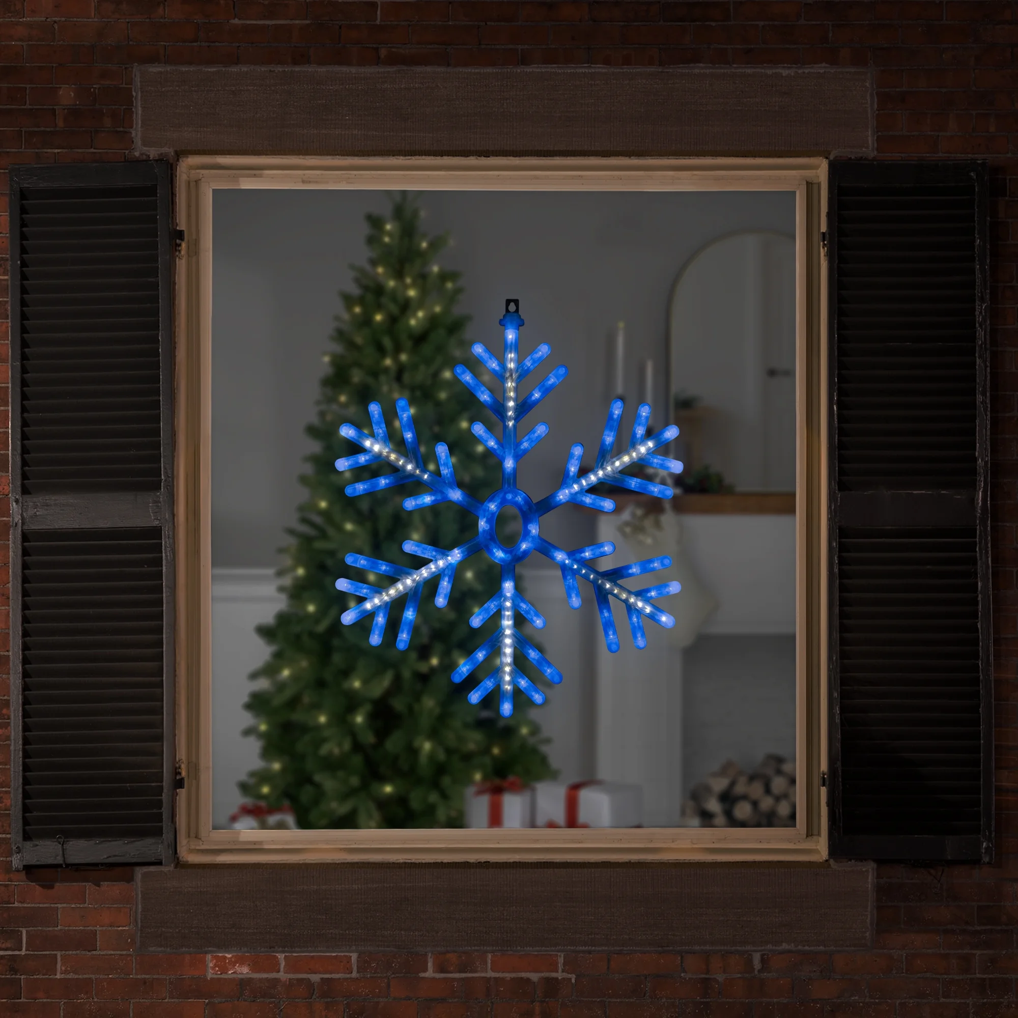 Northlight LED Lighted Snowflake Christmas Window Silhouette - 24.5" - Pure White and Blue - Image 3
