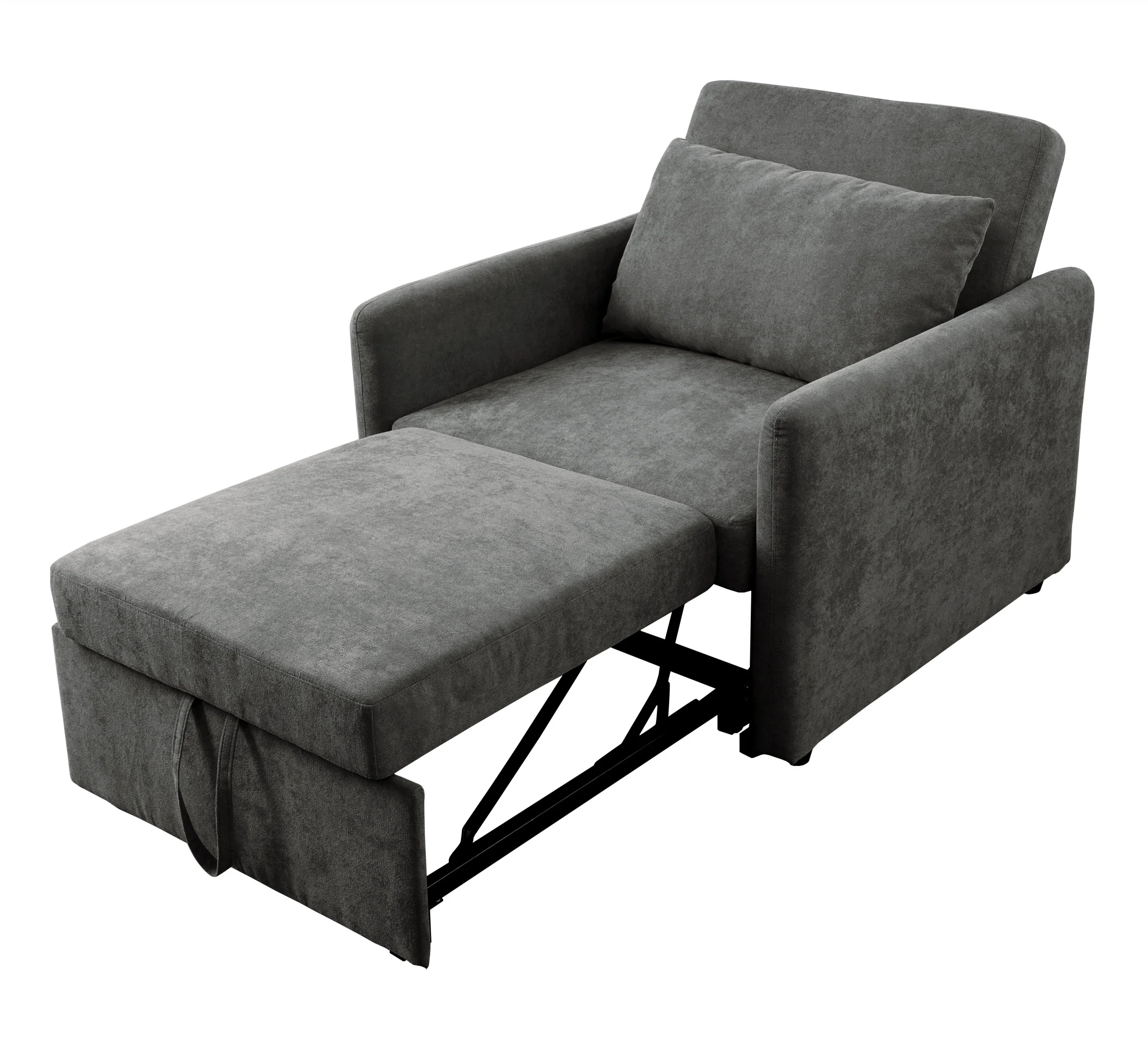 Aukfa 36" Chaise Futon Convertible Sofa Bed, Pull Out Sleeper Chair Bed for Home Office, Lint, Gray - Image 3