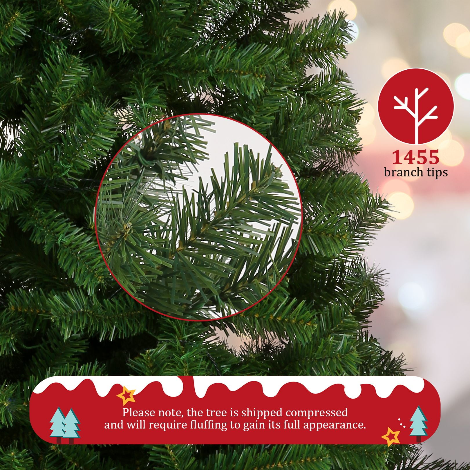 Funcid 6ft Premium Hinged Artificial Christmas Tree Full Tree with 1477 PVC Branch Tips, Foldable Metal Stand, Green - Image 10