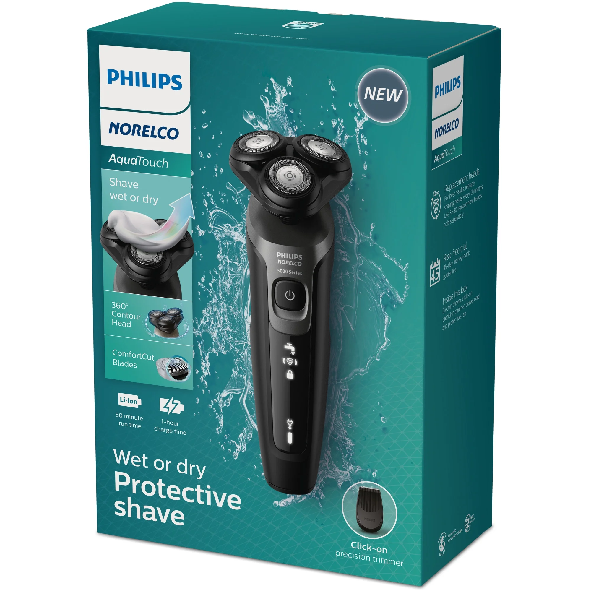 Philips Norelco Aquatouch, Rechargeable Wet & Dry Shaver with Click-On Precision Trimmer, S5966/85 - Image 3