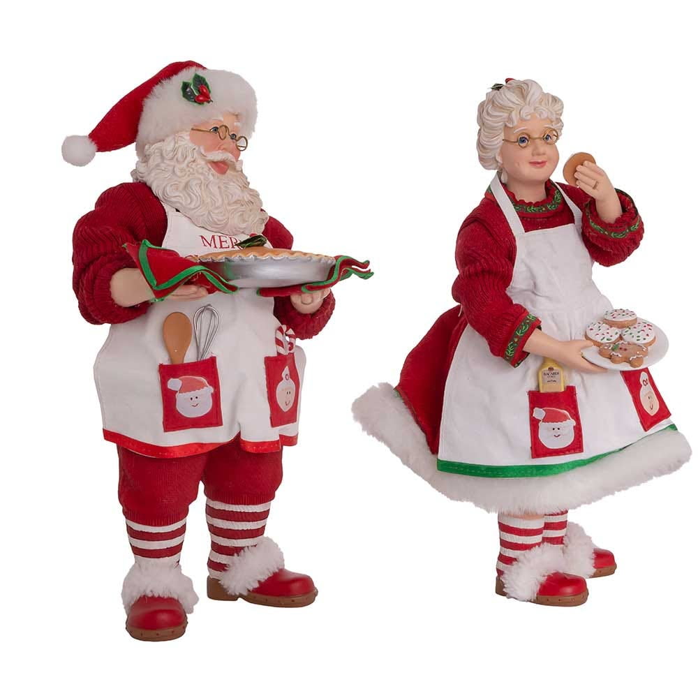 Kurt Adler Fabriche Christmas Figurines, Mr. and Mrs. Claus with Desserts, 10.5in (Set of 2) - Image 4