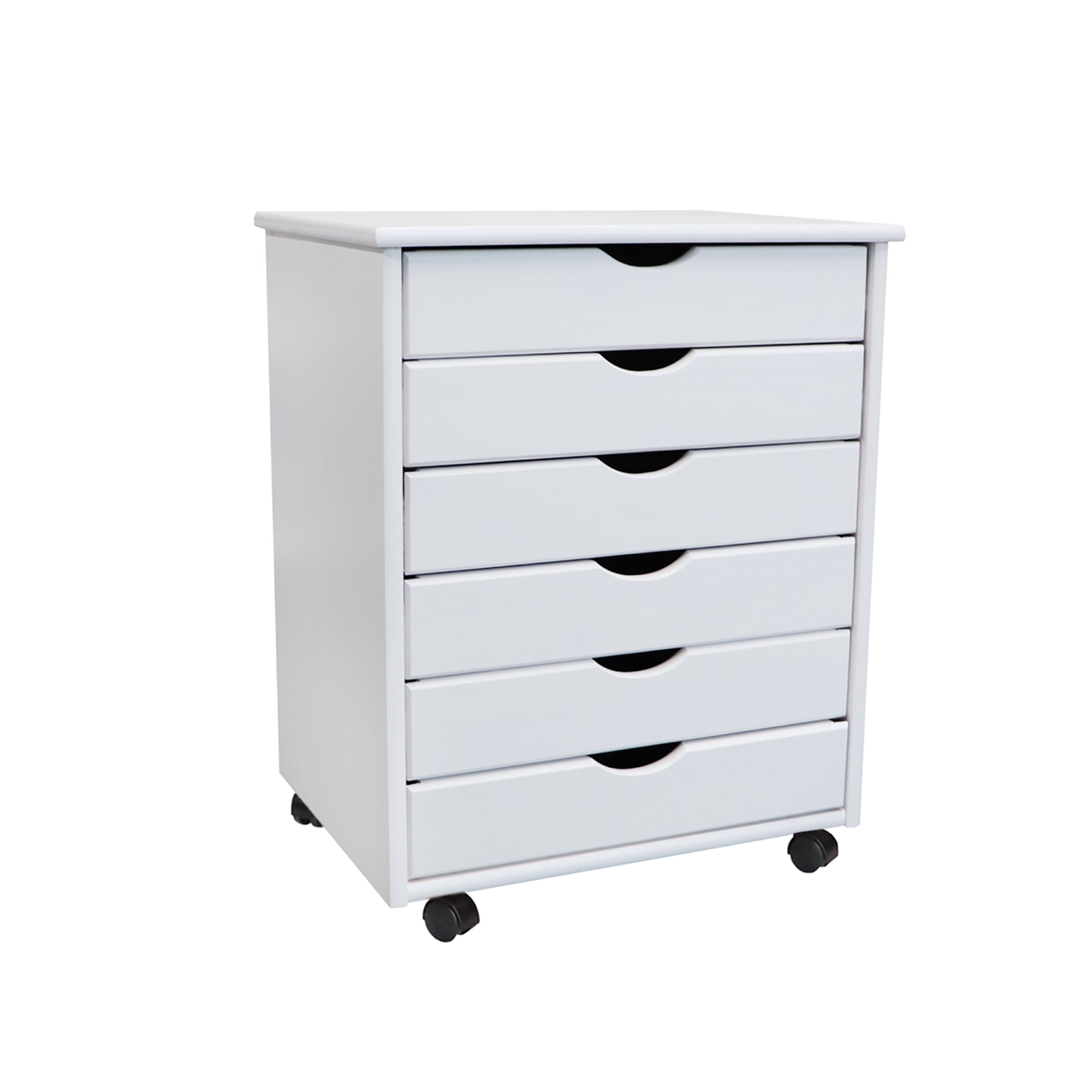 Adeptus Solid Wood 6 Drawer Original Roll Cart, White - Image 3