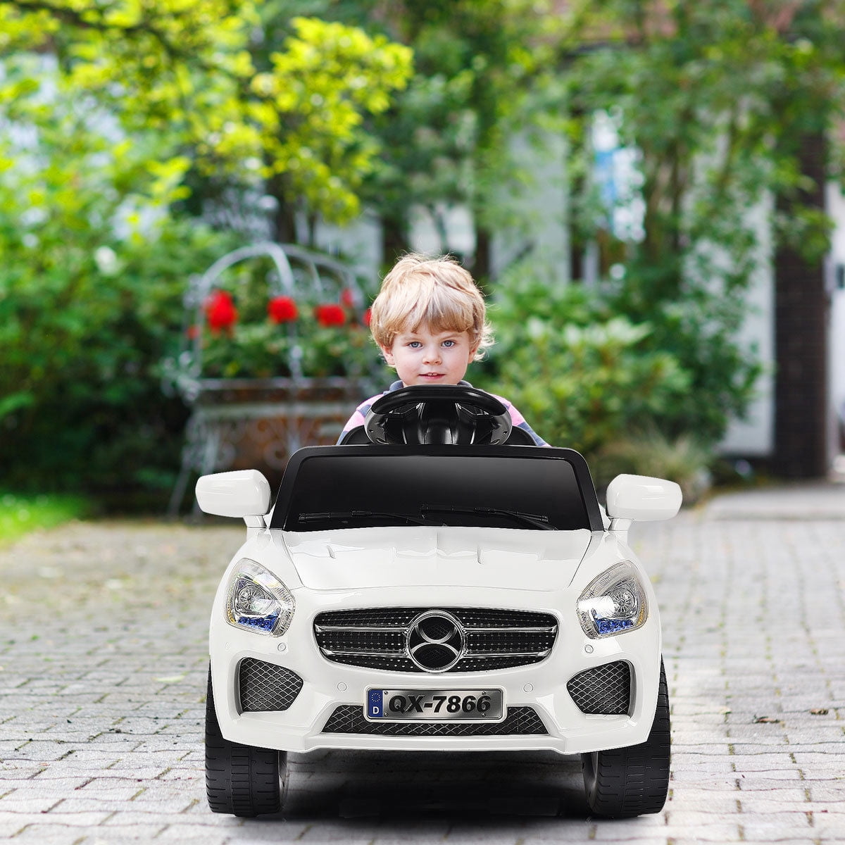 Costway 6V Kids Ride On Car RC Remote Control Battery Powered w/ LED Lights MP3 White - Image 7