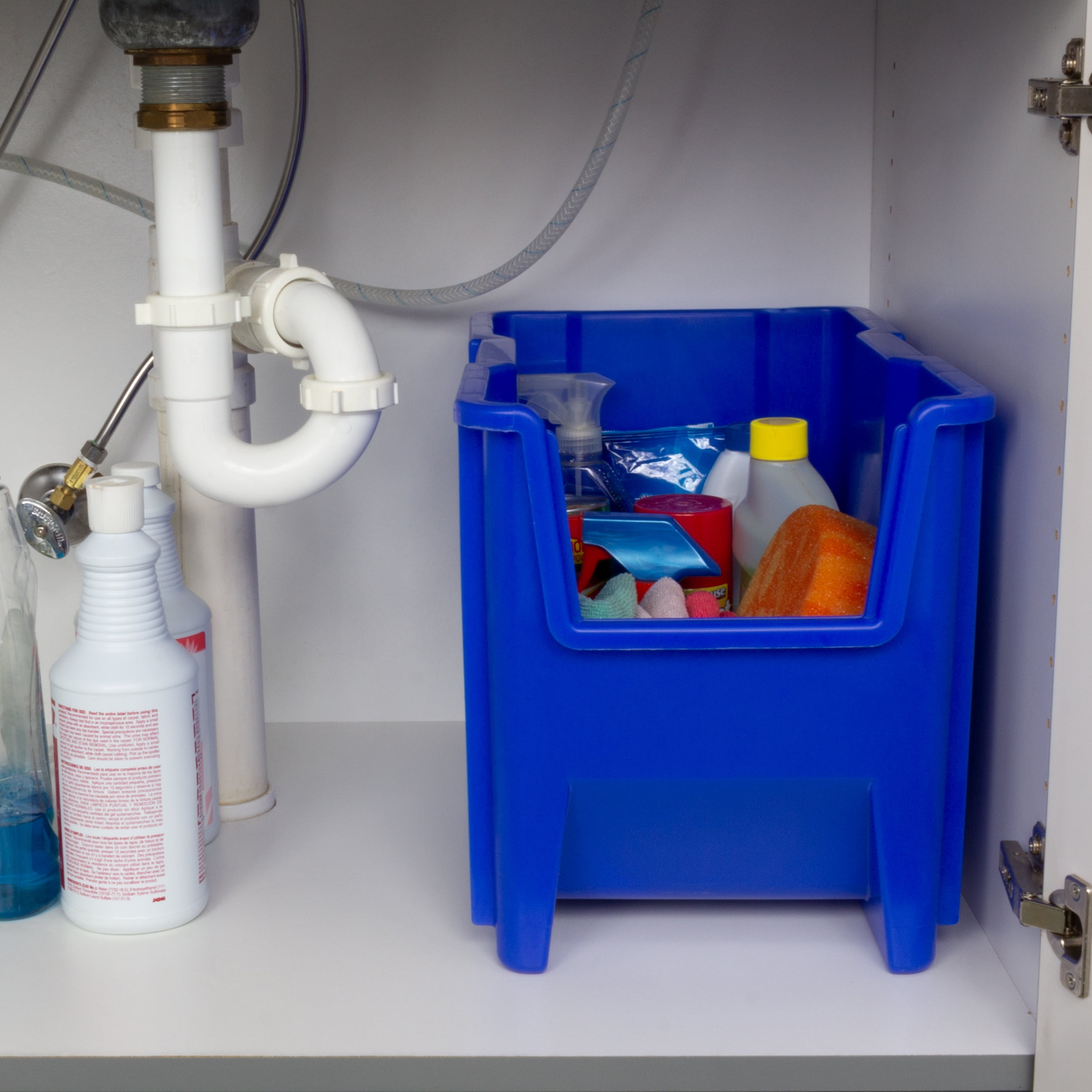 Akro-Mils Stak-N-Store 13014 Large Storage Bins Stackable Heavy Duty Containers, 17.5"x11"x12.5", Blue, 4-Pack - Image 13