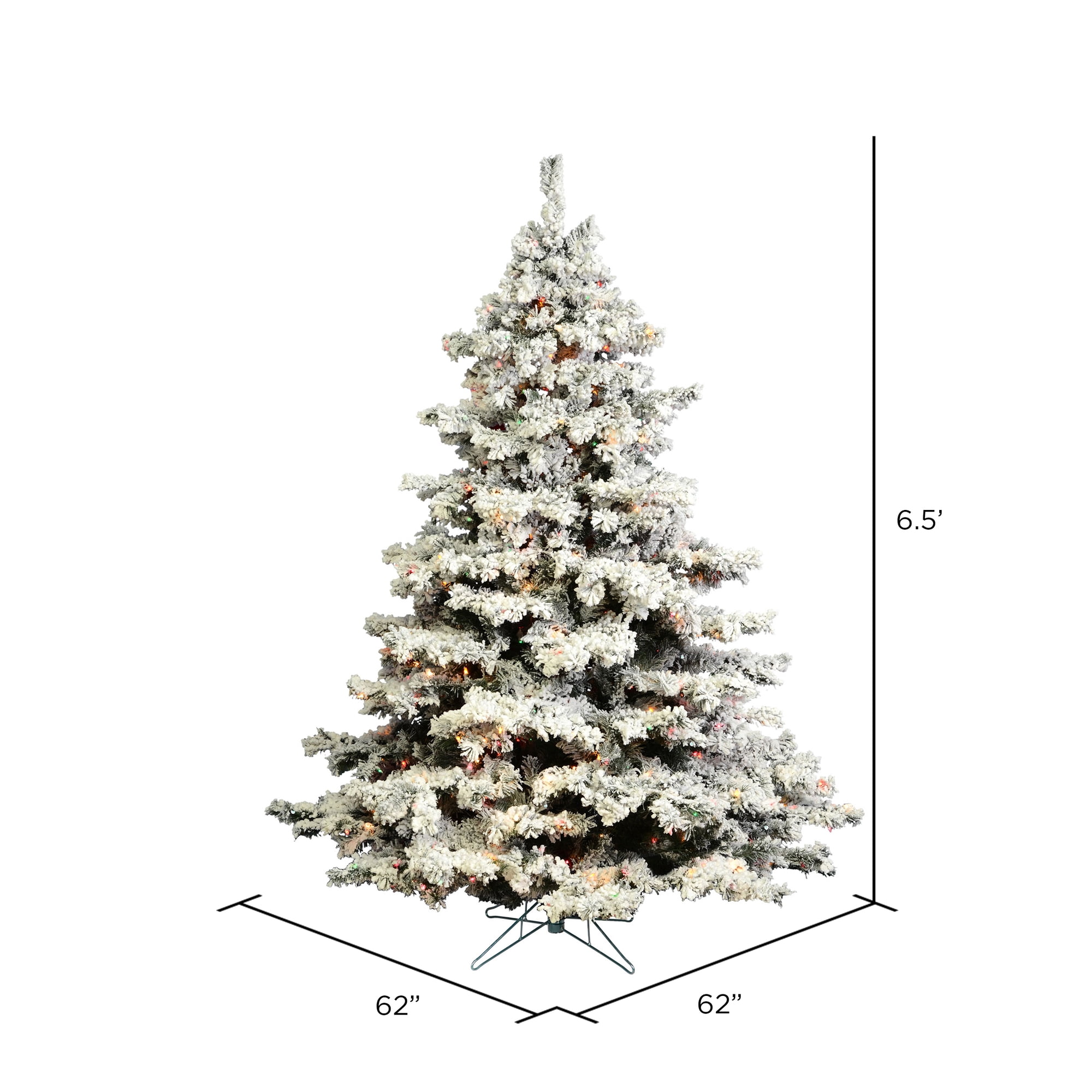 Vickerman 6.5' Flocked Alaskan Pine Christmas Tree, Multi-Colored Lights - Image 6