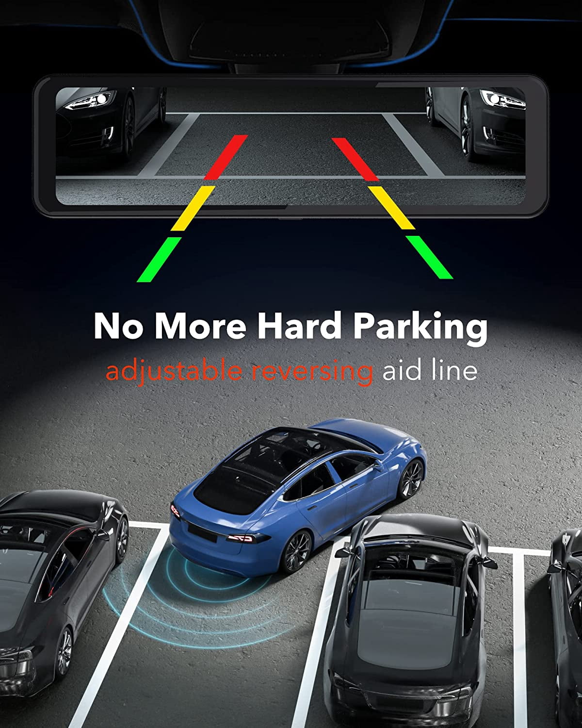 REDTIGER Rear View Mirror Dashcam, 4K UHD Front and 1080P Rear 11'' Mirror Car Dash Cam, Night Vision, Smart Reverse Parking Assistance, Vehicle, Free 32 GB Card - Image 5