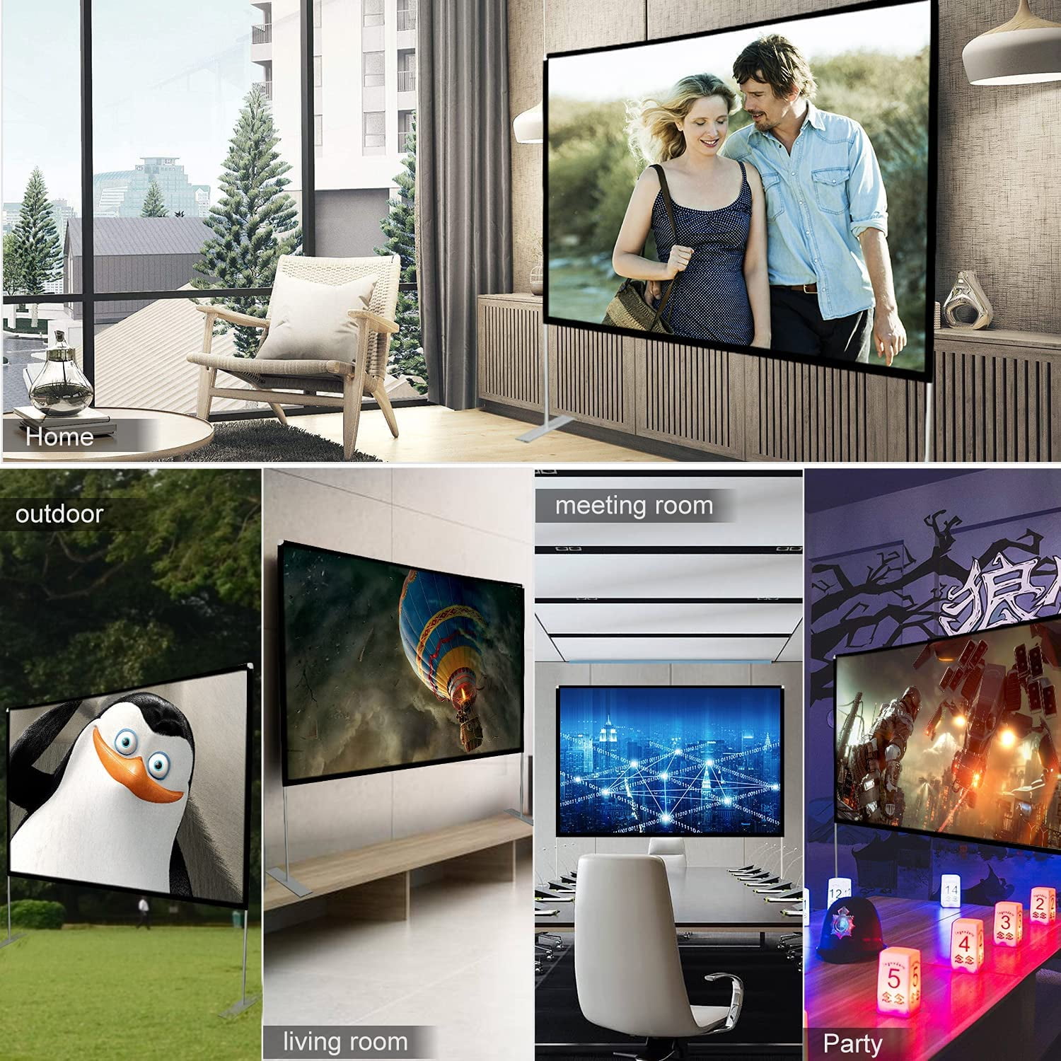 HOIN 80 inch 4K Portable Projector Screen Outdoor with Stand,16:9 Anti Crease Foldable Movie Screen - Image 4