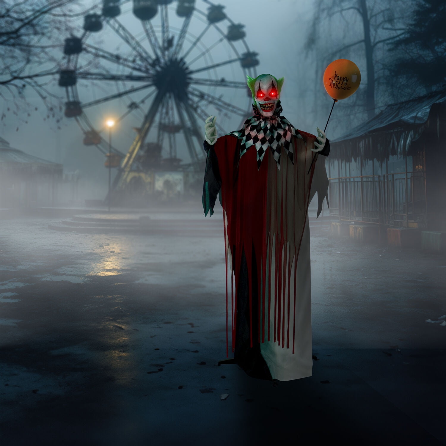 Haunted Hill Farm 5.9 ft Life-Size Animatronic Clown Halloween Decoration with Lights and Sound, HHCLOWN-7FLSA - Image 17