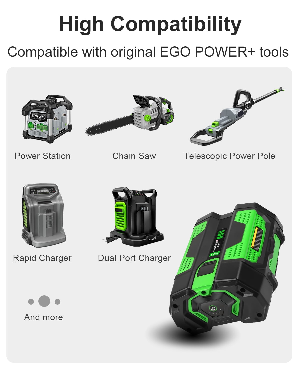 5.0Ah Replacement for EGO 56V Lithium Battery BA2800T BA2800 5000mah with Fuel Gauge, Compatible with Ego Power Tools - Image 4