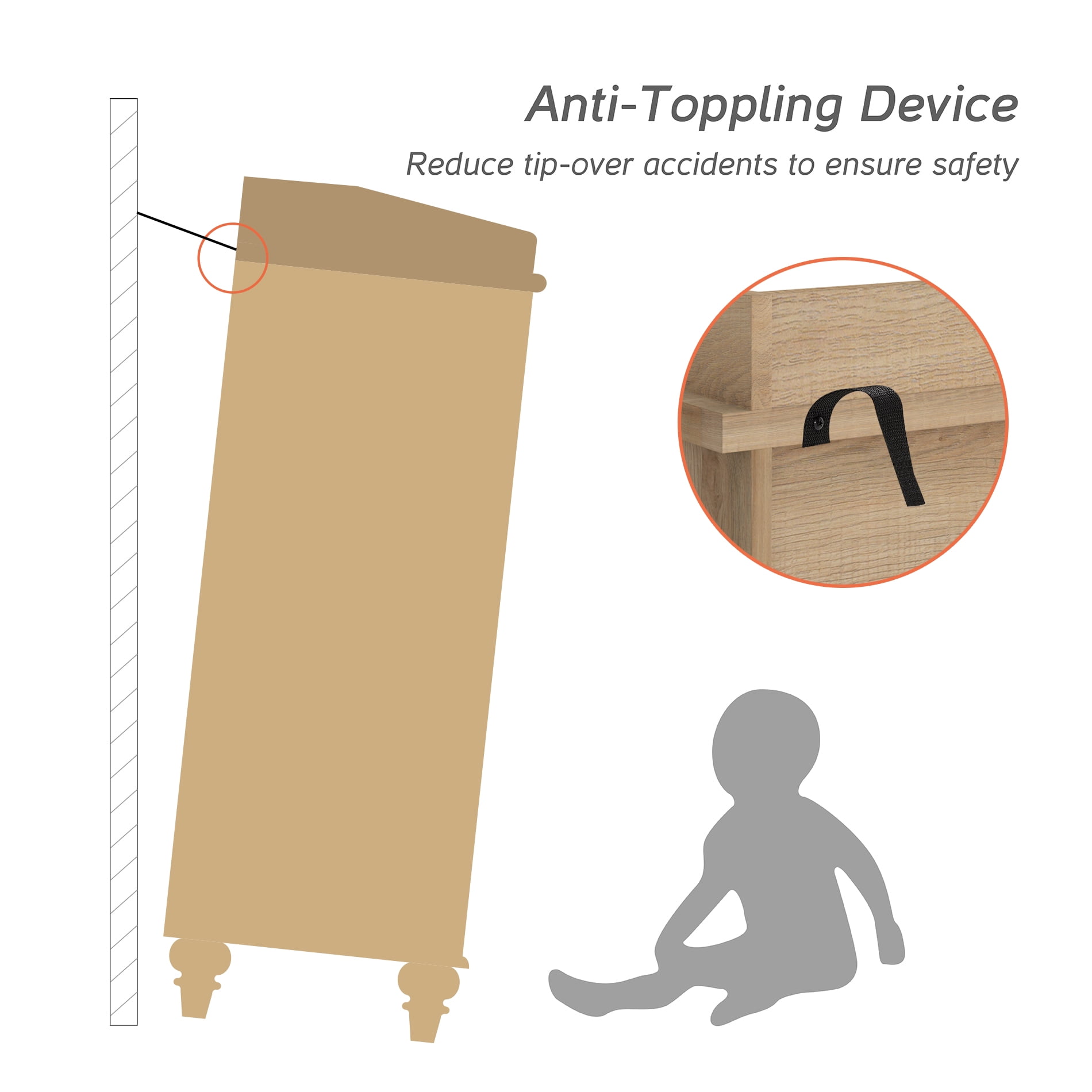 Wood Dresser with 12 Drawers, Nursery Dresser Chest of Drawers, Mid-Century Kids Dresser for Bedroom, Oak 94 inch - Image 3