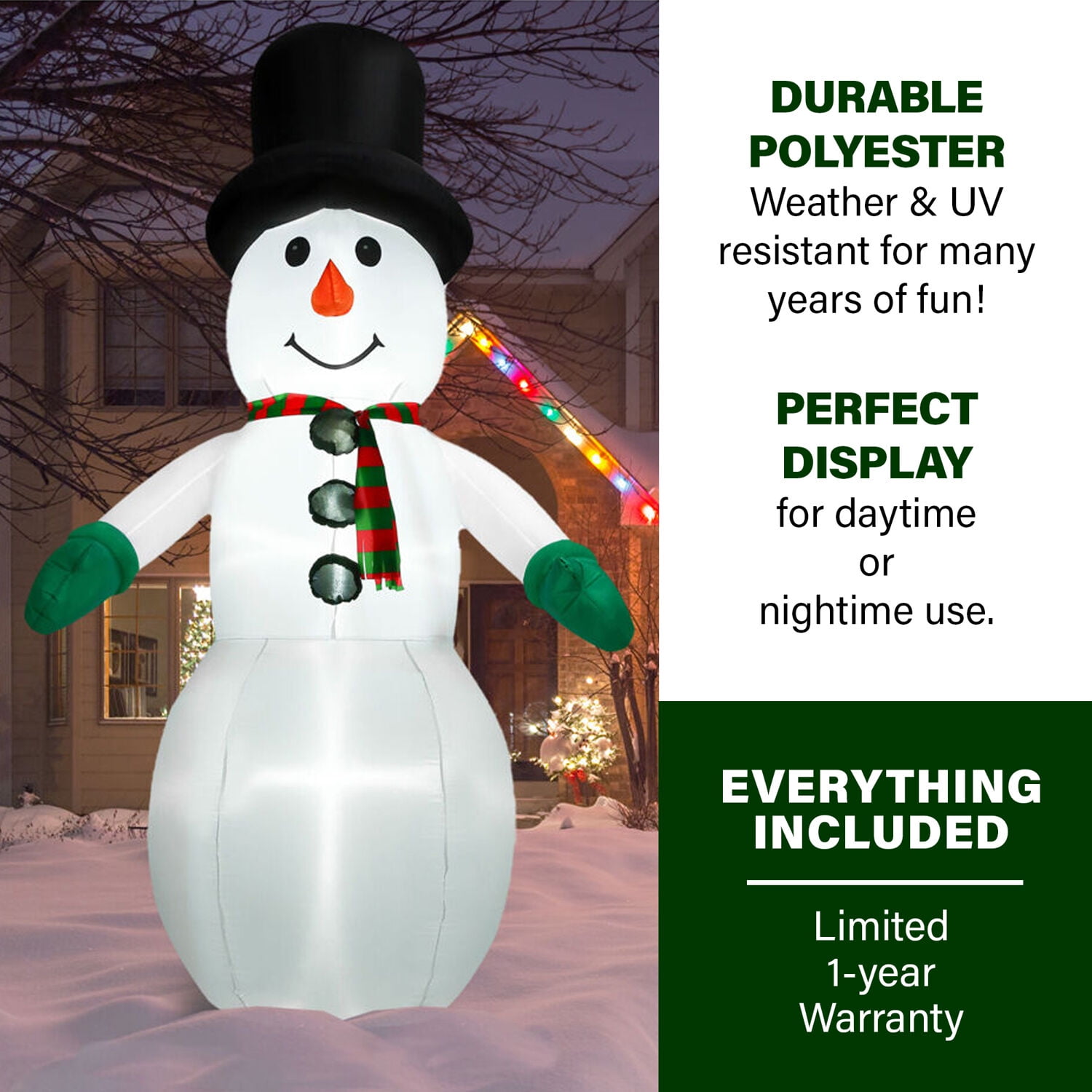 Fraser Hill Farm 10-Ft. Pre-Lit Inflatable Snowman, FHFSNWM101-L - Image 10
