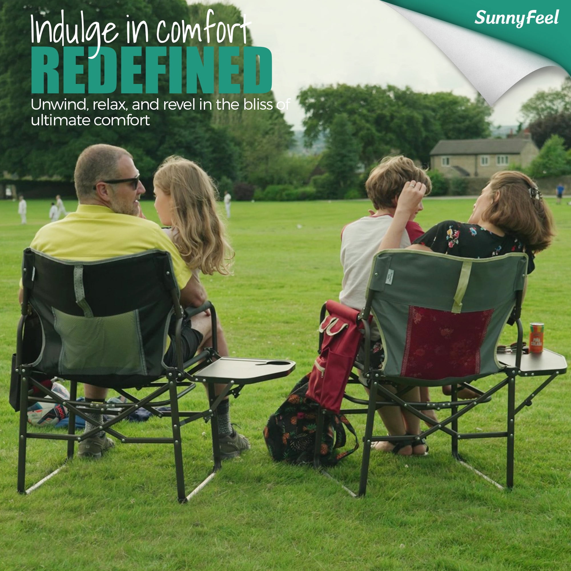 SUNNYFEEL Camping Directors Chair, Heavy Duty,Oversized Portable Folding Chair with Side Table, Pocket for Beach, Fishing,Trip,Picnic,Lawn,Concert Outdoor Foldable Camp Chairs - Image 8