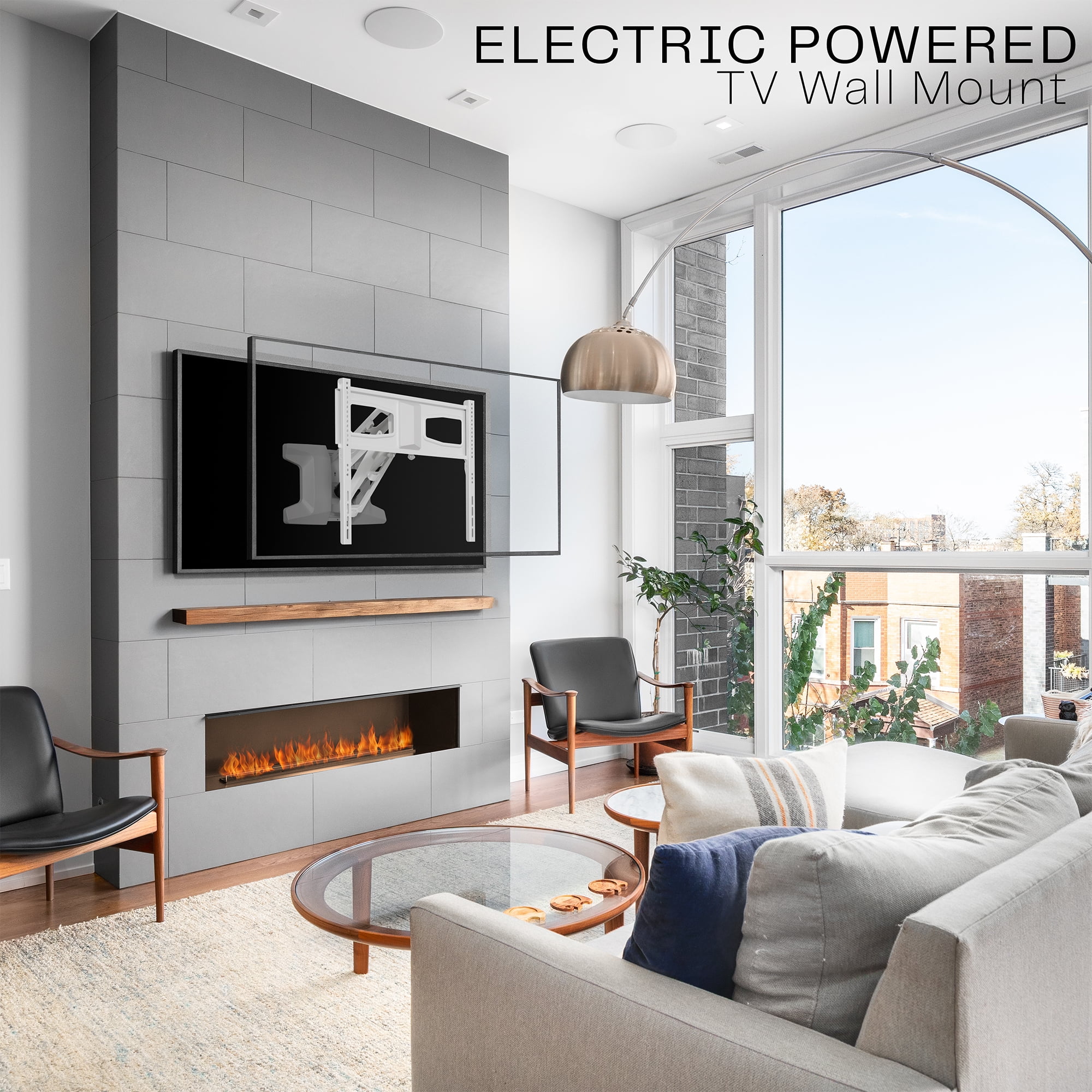 VIVO White Electric Adjustable TV Above Fireplace Mount for 37" to 70" Screens - Image 8