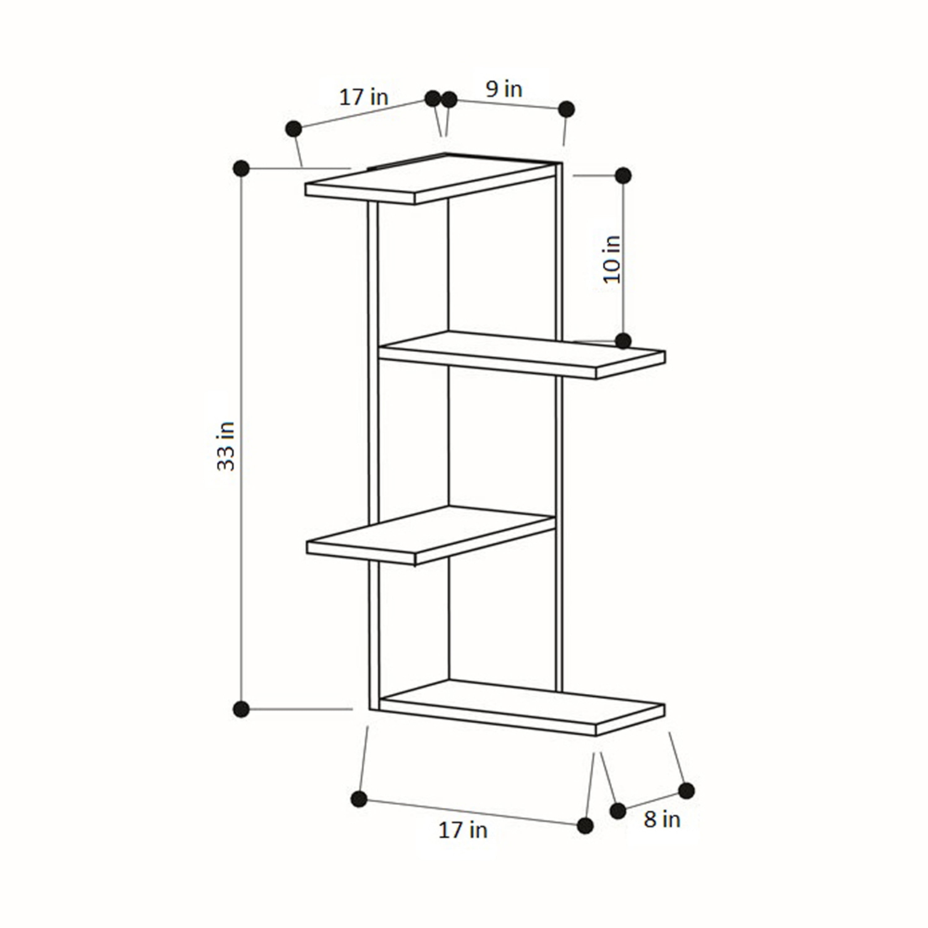 Ada Home Decor Furniture 16.54" 3 Tier White Bowcott Modern Wall Shelf - Image 3