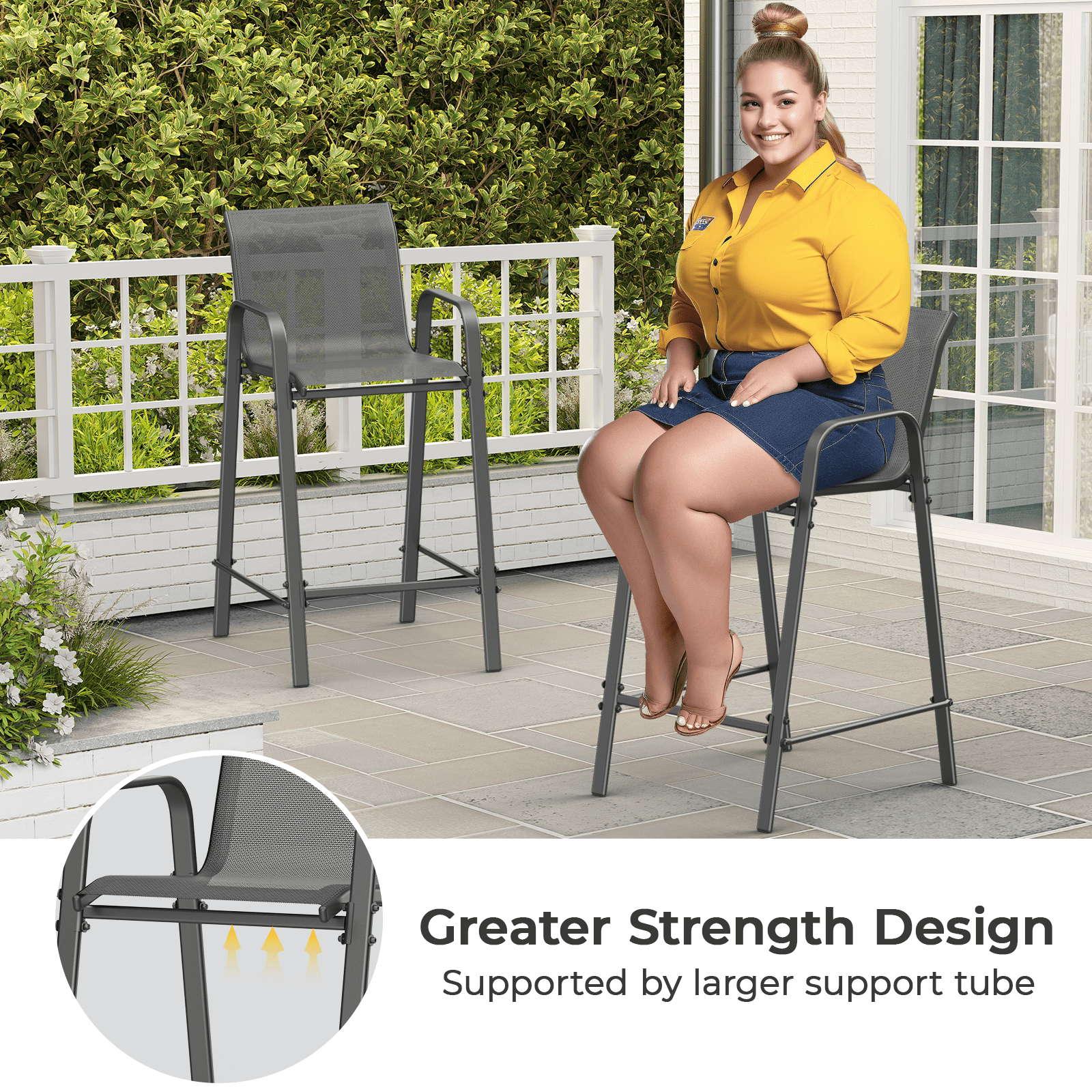 Vitarpatio Outdoor Bar Stools Set of 4, Patio Bar Height Stool Outdoor Textilene Bar Chairs - Image 8