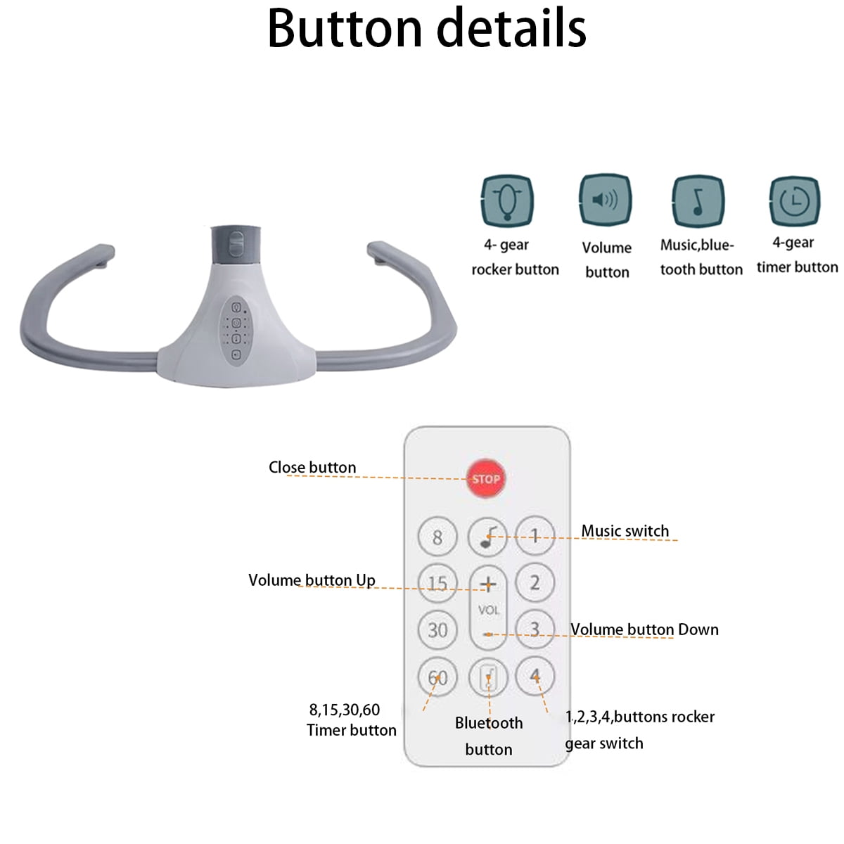 Beuway Electric Baby Swing, Infant Swing Rocker with Remote Control, 4 Sway Speeds, Bluetooth Music, Pink - Image 5