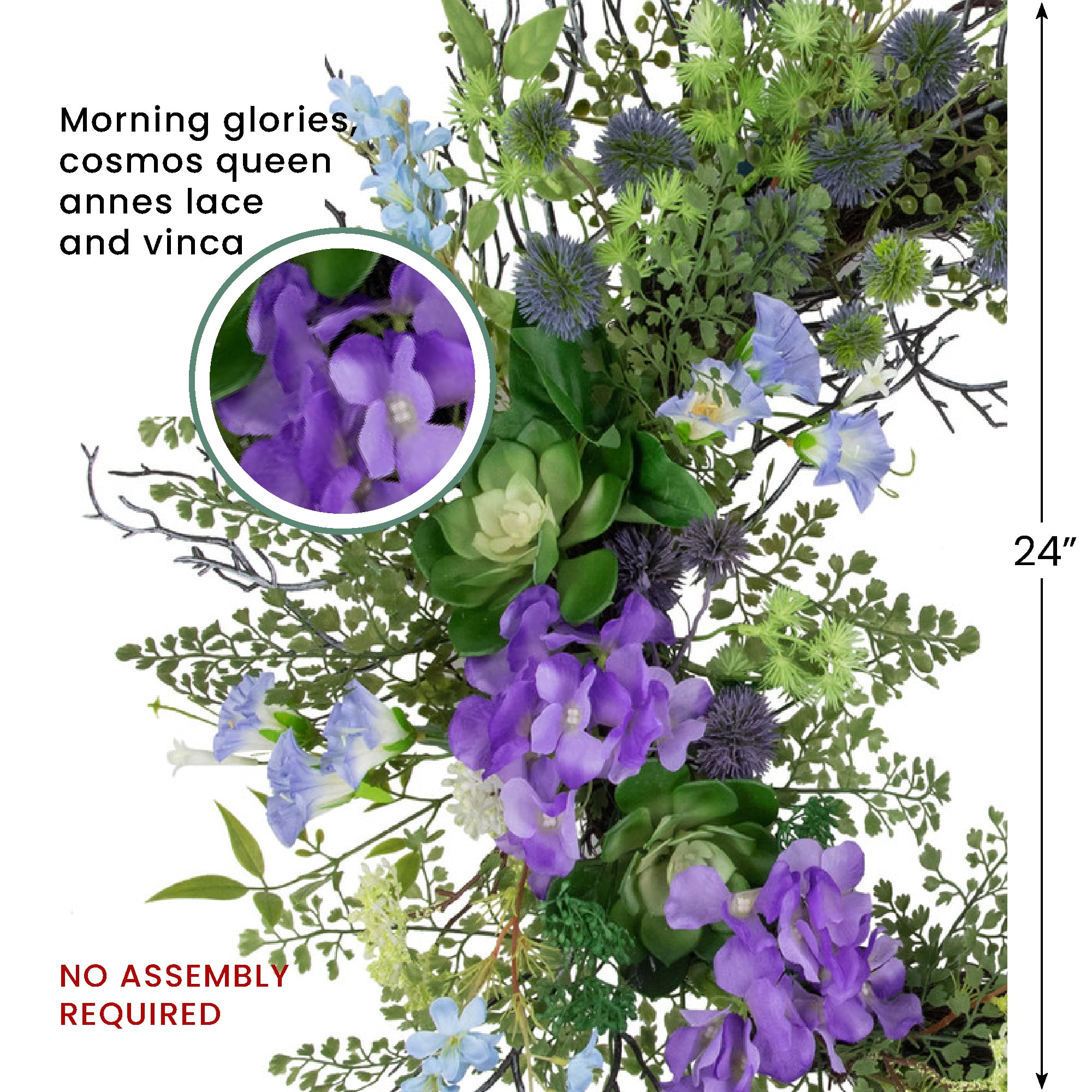 Northlight Mixed Wild Flowers and Twig Artificial Spring Wreath, 24-Inch - Image 6