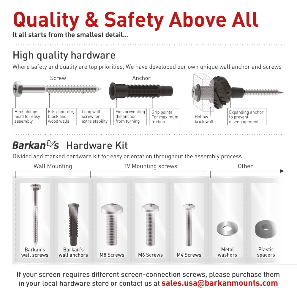 Barkan 40 inch Long 13 - 83 inch Full Motion Patented TV Wall Mount - Image 10