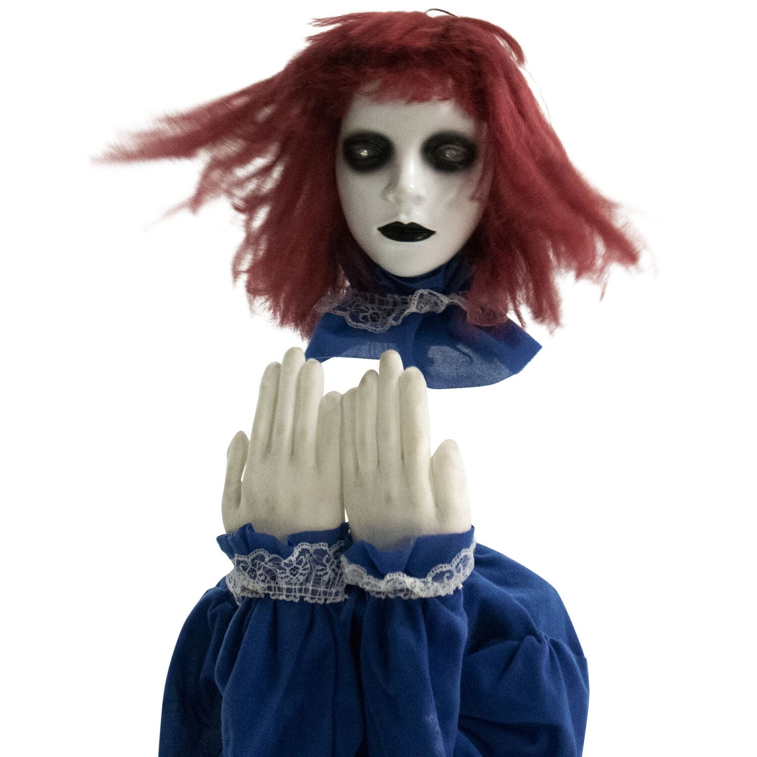Haunted Hill Farm 27 in Pop-Up Animatronic Haunted Doll, Indoor/Outdoor Halloween Decoration, Red Flashing Eyes, Noises, Battery-Operated, HHFJGIRL-2LSA - Image 4