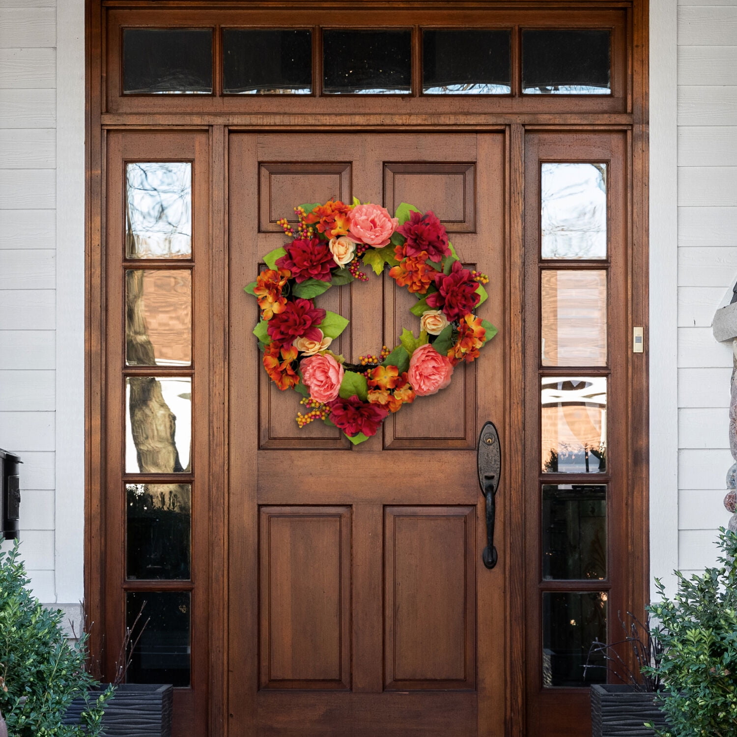 Fraser Hill Farm 24" Fall Harvest Wreath Door Hanging with Dahlias and Peonies - Image 11