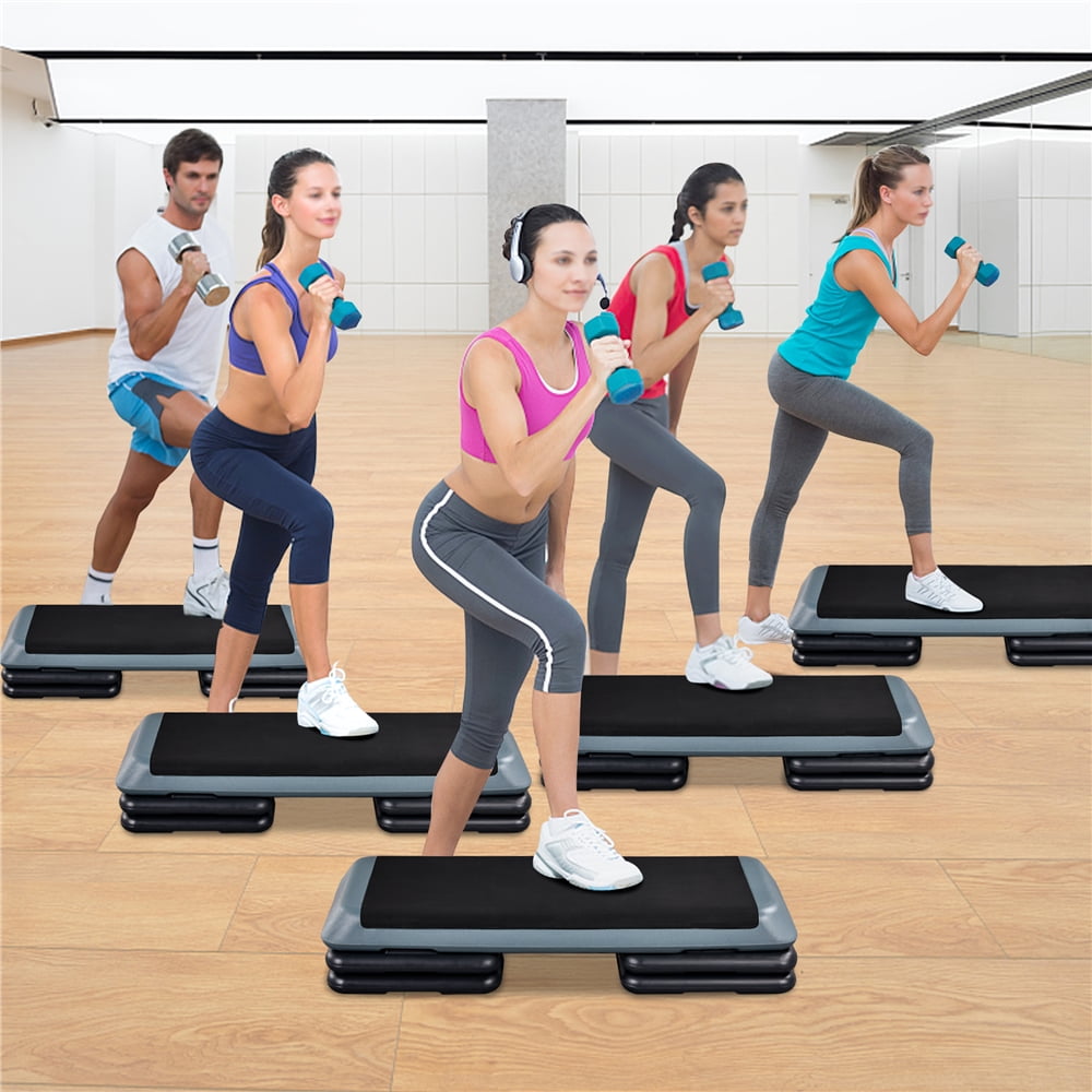 Alden Design Adjustable Heights Aerobic Stepper Exercise Platform for Home Gym, Gray - Image 8