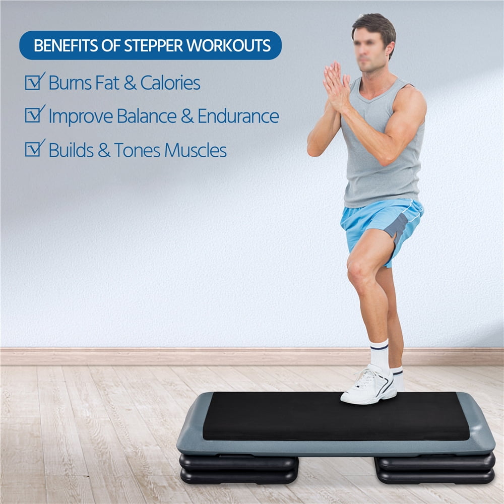 Alden Design Adjustable Heights Aerobic Stepper Exercise Platform for Home Gym, Gray - Image 6