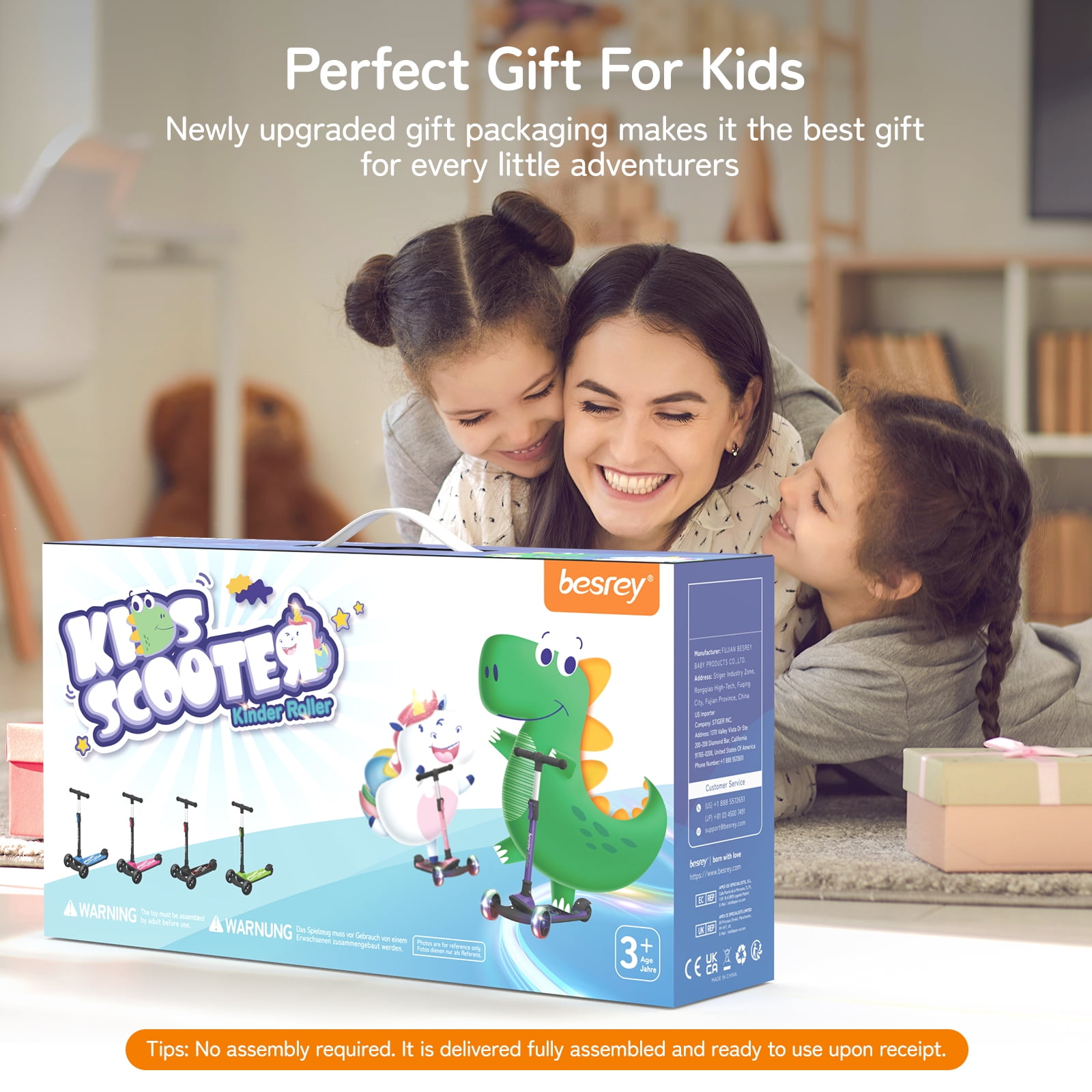 Besrey Kids Scooter 3 Wheel for Ages 3-10 Years Boys/Girls,Kick Scooter forToddler with LED Light Wheels and Adjustable Height,Pink - Image 8