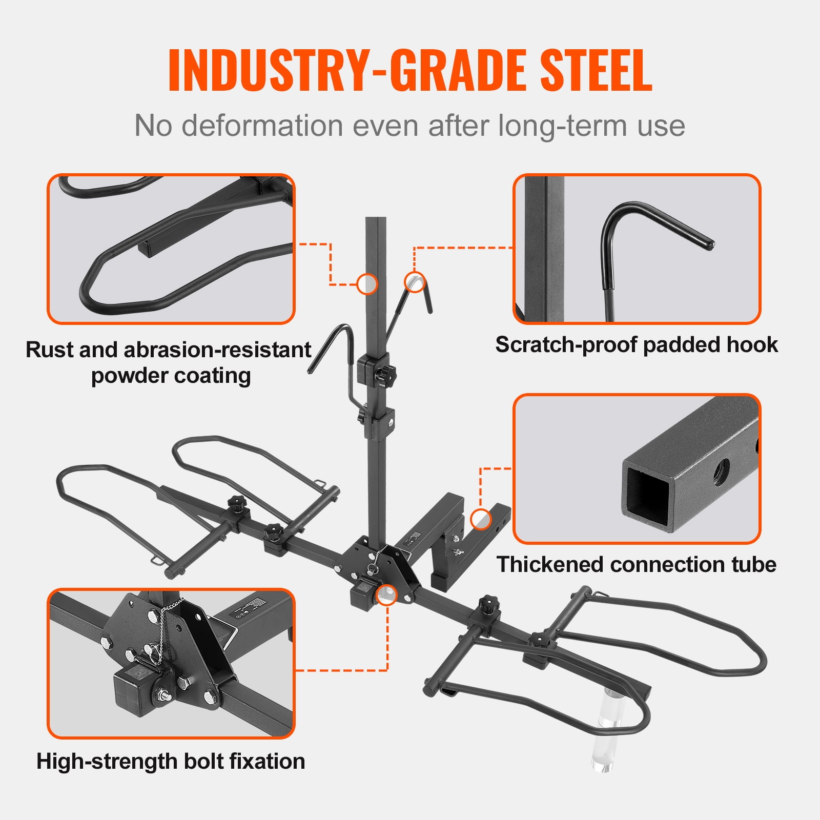 VEVOR 2-Bike Rack Hitch Mount 160lbs Folding Carrier Car Truck SUV 2" Receiver - Image 4