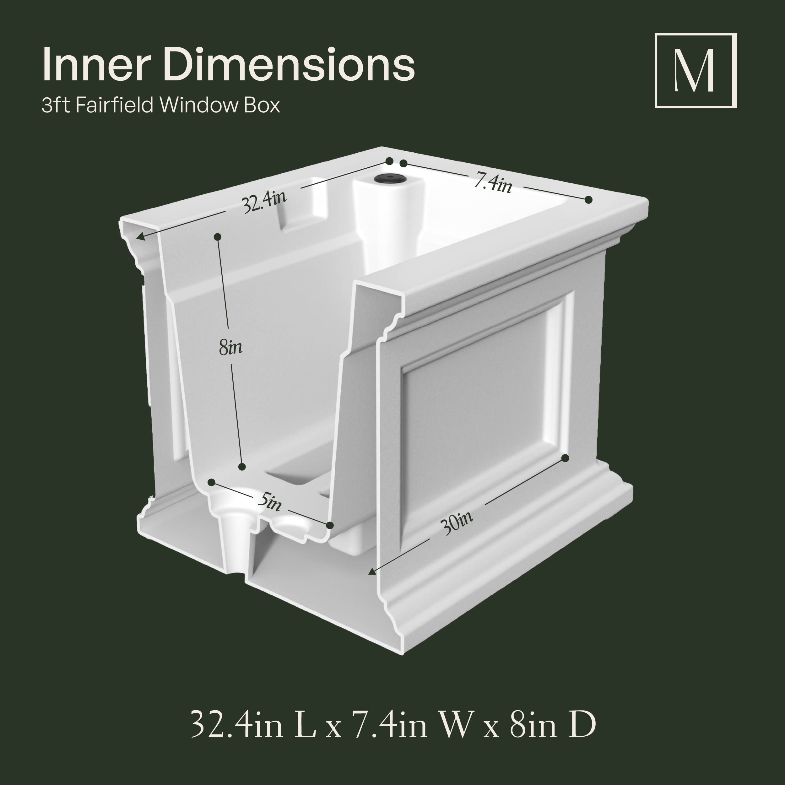 Mayne Fairfield 36" x 11" x 11" Rectangular Espresso Self Watering Plastic Window Box Planter - Image 8