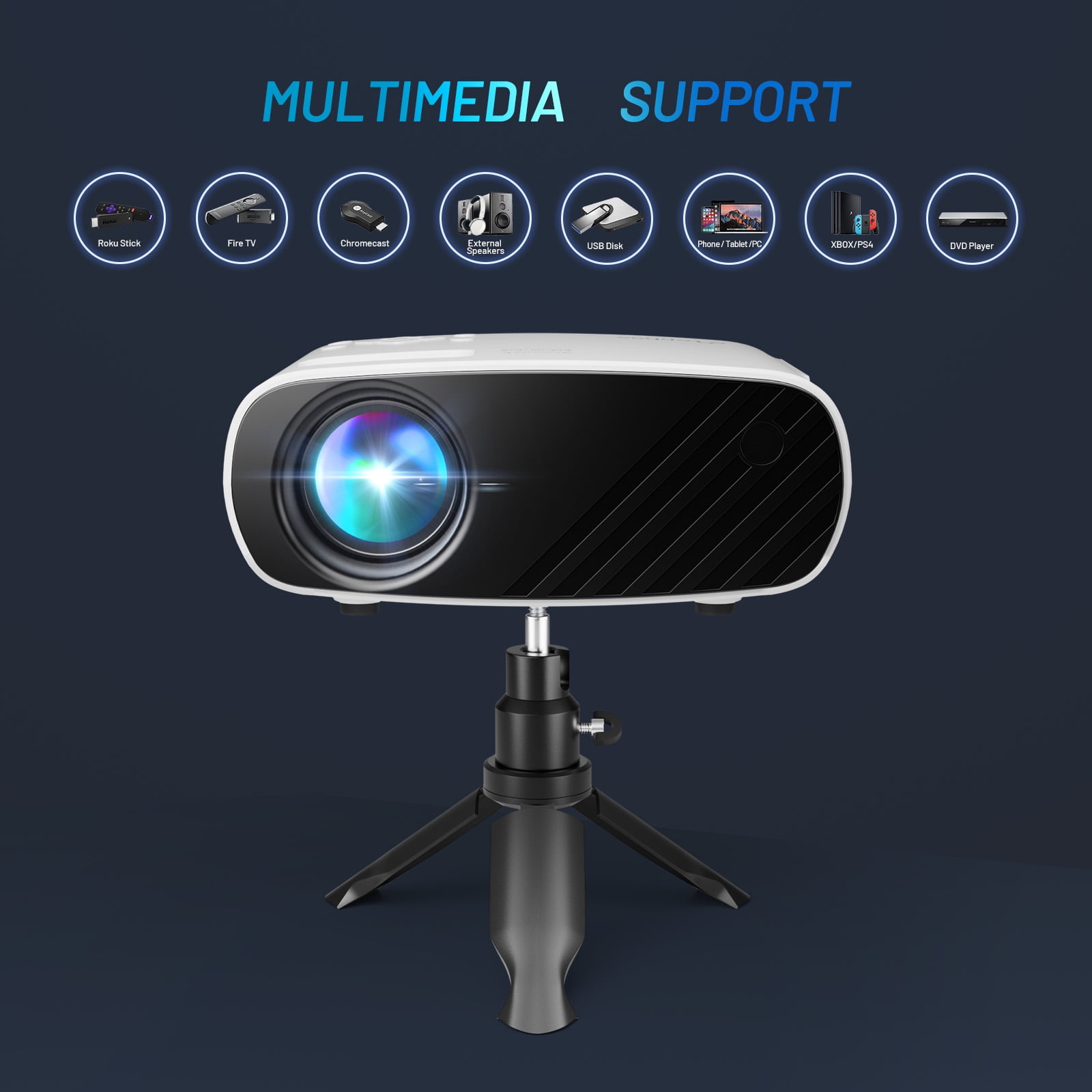 Mini Projector(Tripod and Bag Included),4K Support Native 1080P Portable Movie Projector Compatible with Android/iOS/Windows/TV Stick/HDMI/USB - Image 7