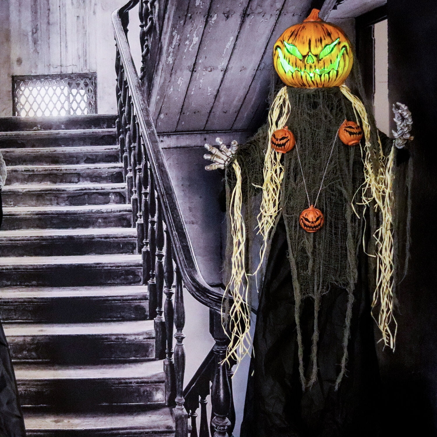 Haunted Hill Farm 5.3 ft Animatronic Pumpkin Man, Indoor/Outdoor Halloween Decor, Multi-Color, HHPUMP-6FLS - Image 10