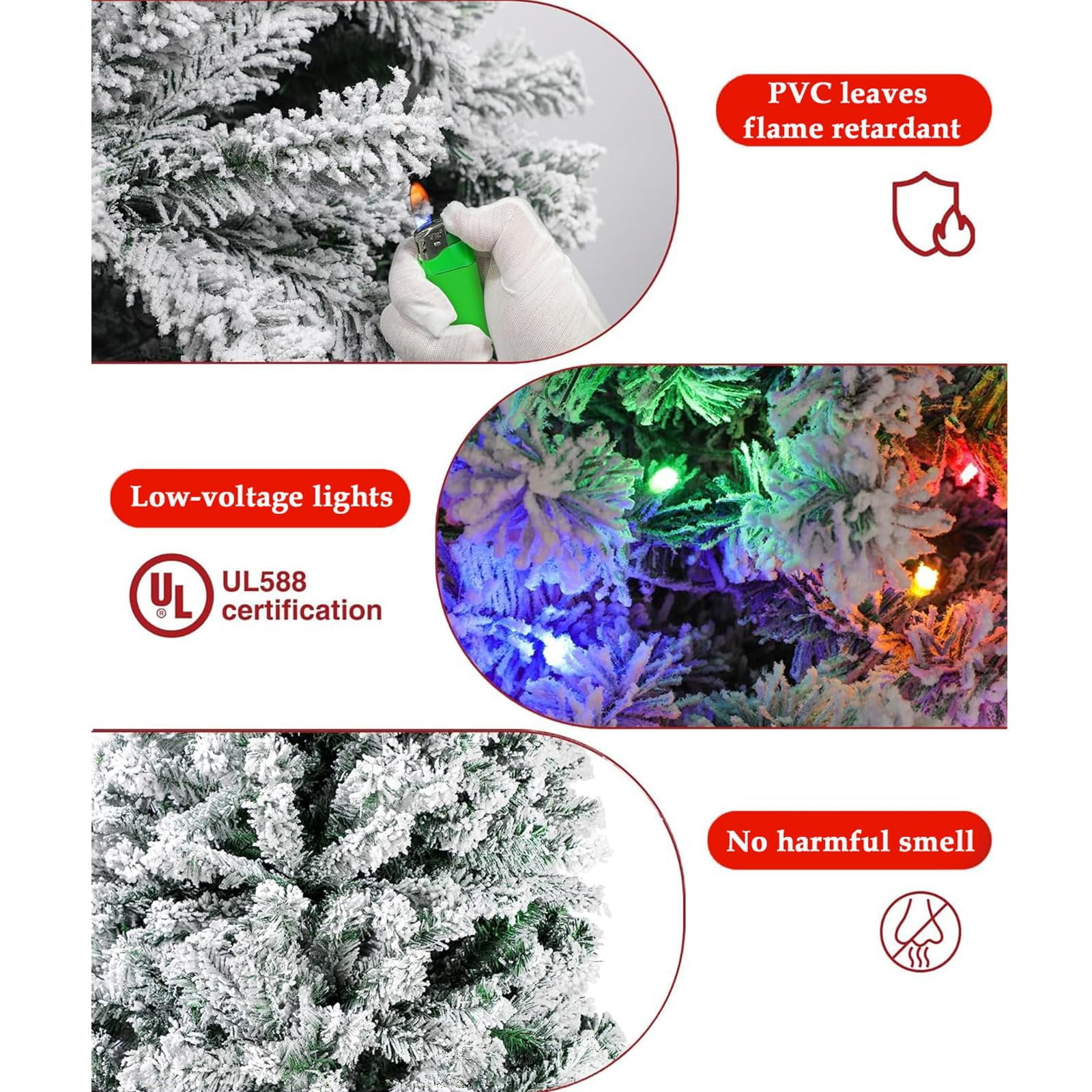 Fenbeli 6ft Pre-Lit Artificial Christmas Tree with 250 Multicolored LED Lights - Image 3