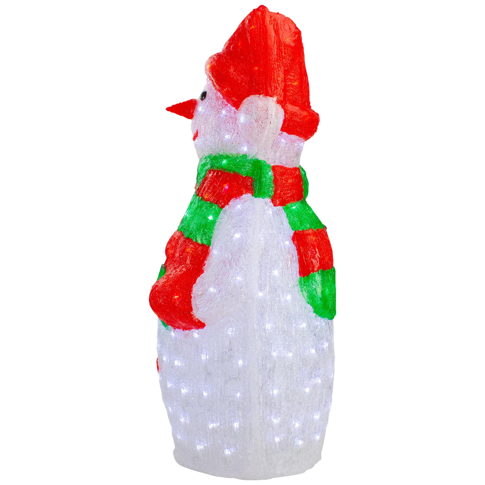 Northlight Lighted Commercial Grade Acrylic Outdoor Christmas Snowman - 34" - Pure White - Image 3