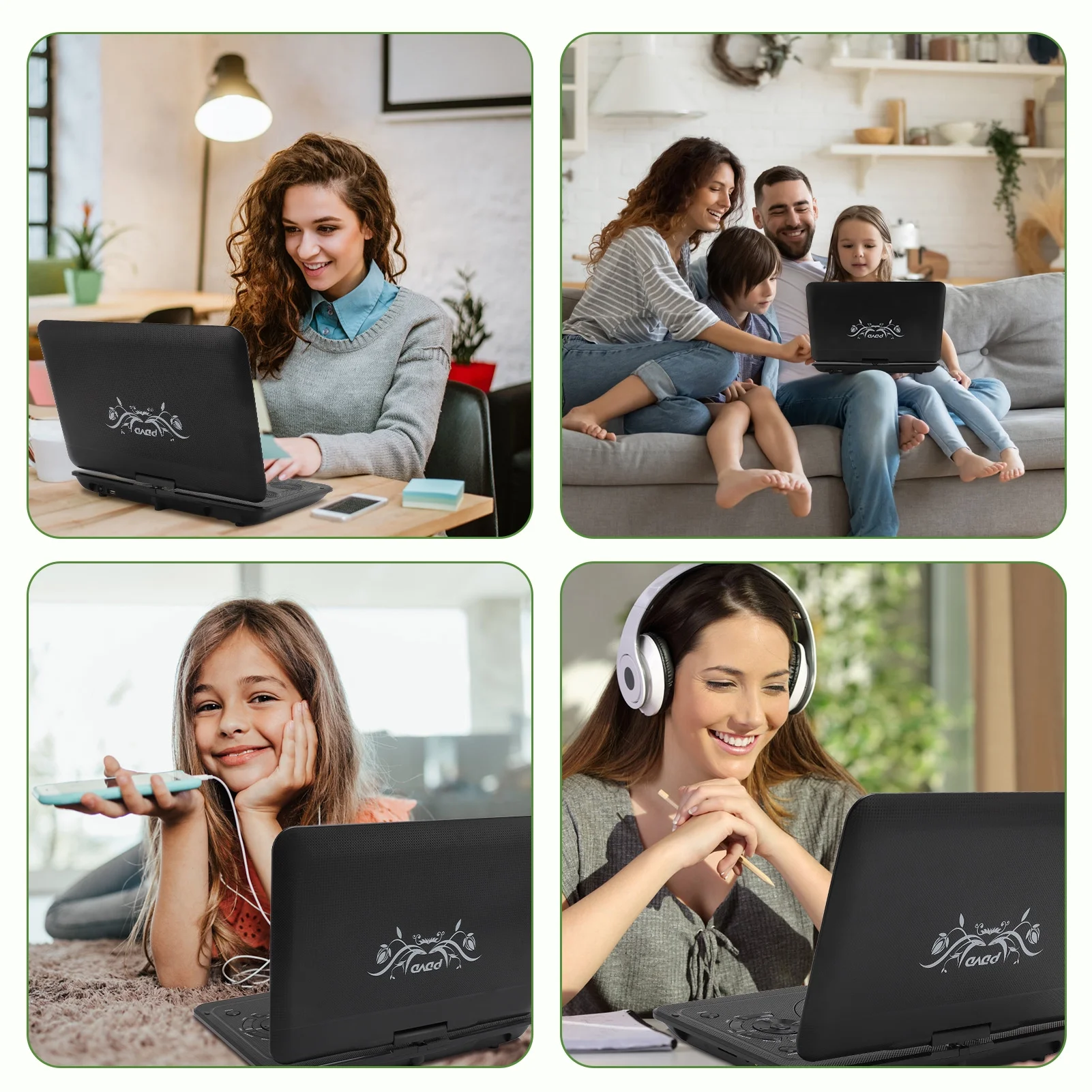 13.9inch Portable DVD Player, 10.1" Swivel Screen, Built-in Rechargeable Battery Car DVD Player, Support CD/DVD/SD Card/USB/Connect TV, Remote Control, Black - Image 15