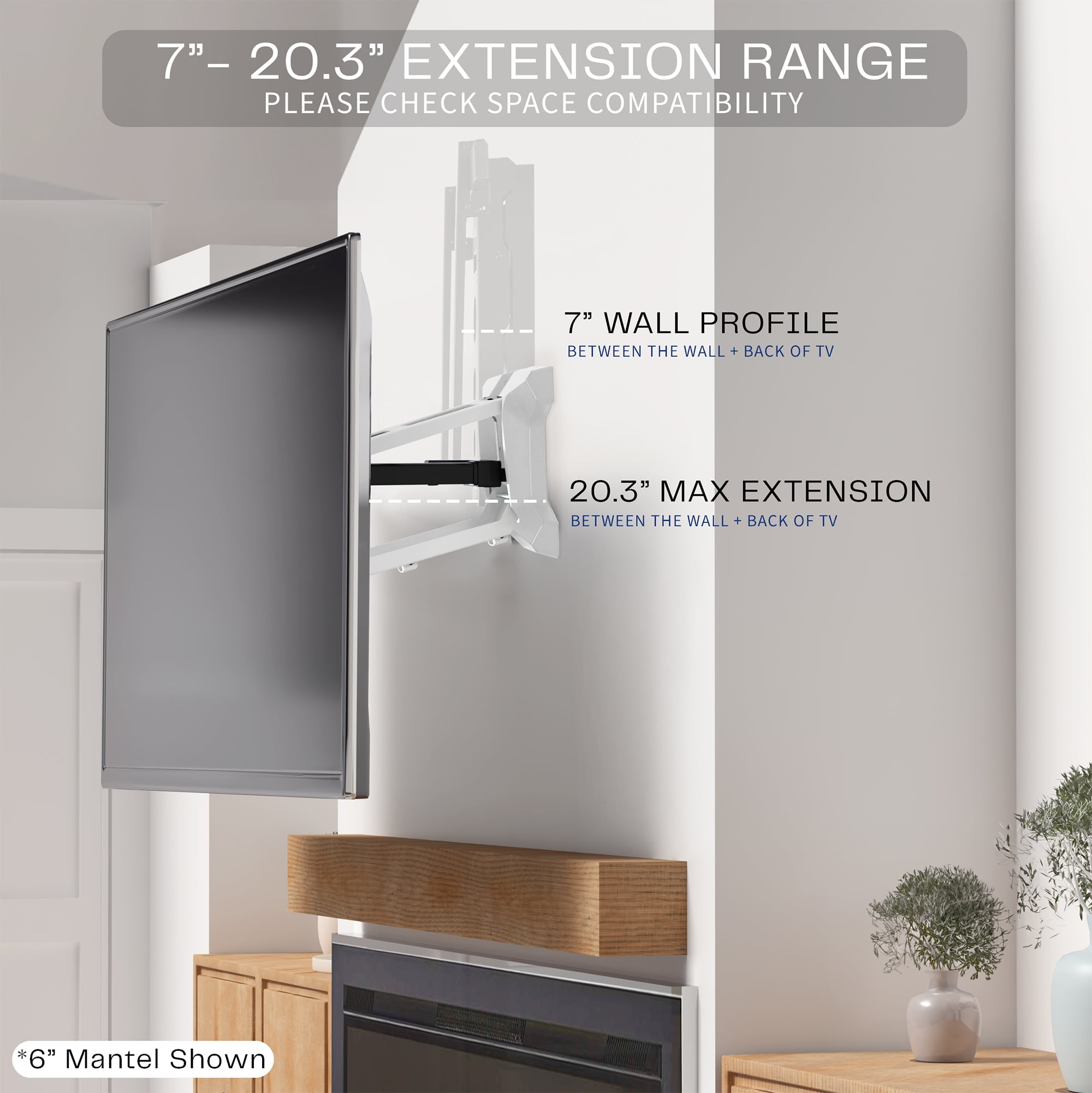 VIVO White Electric Adjustable TV Above Fireplace Mount for 37" to 70" Screens - Image 5