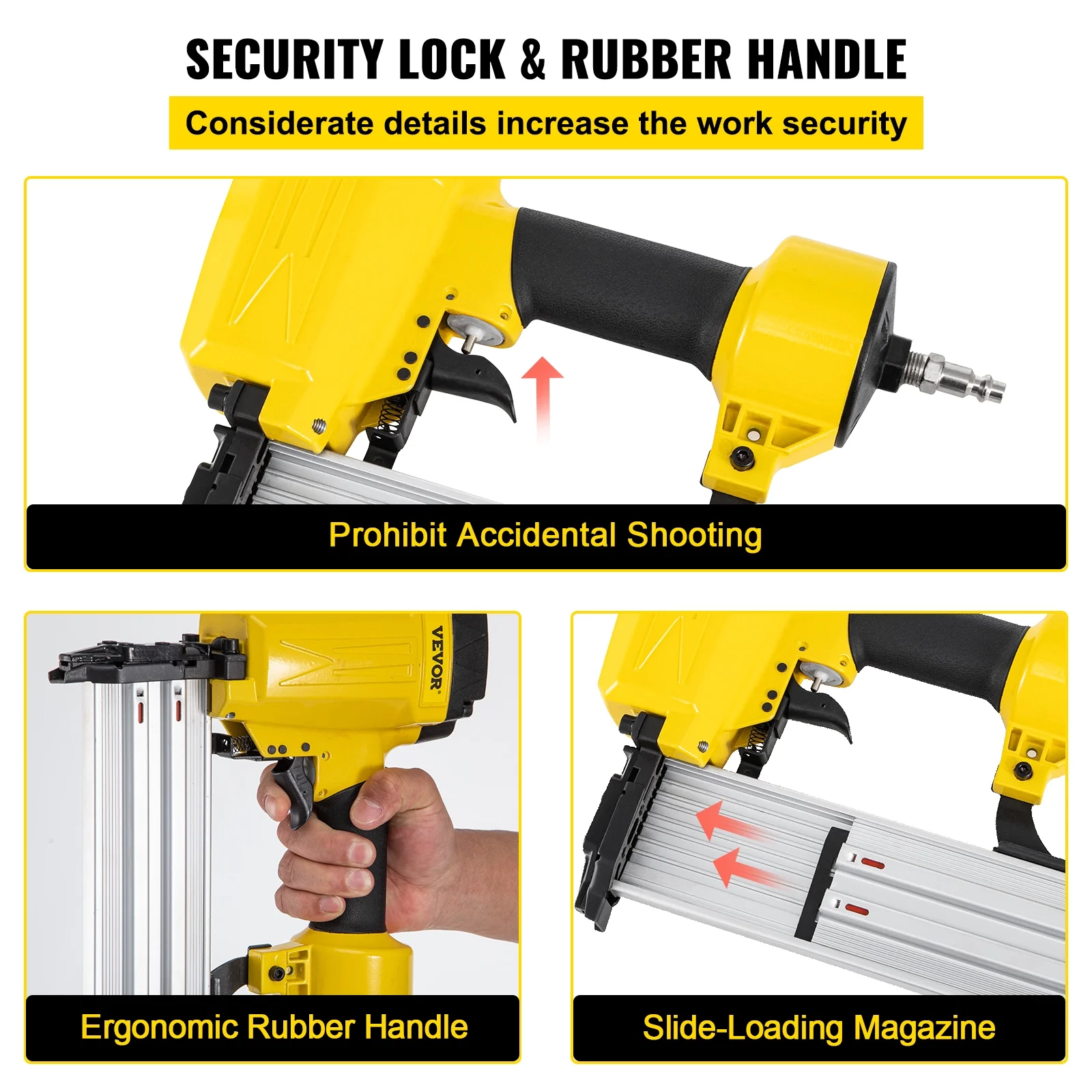 VEVOR CN55 Air Powered Coil Nailer Nail Gun, 100 PSI 3 Piece - Image 4