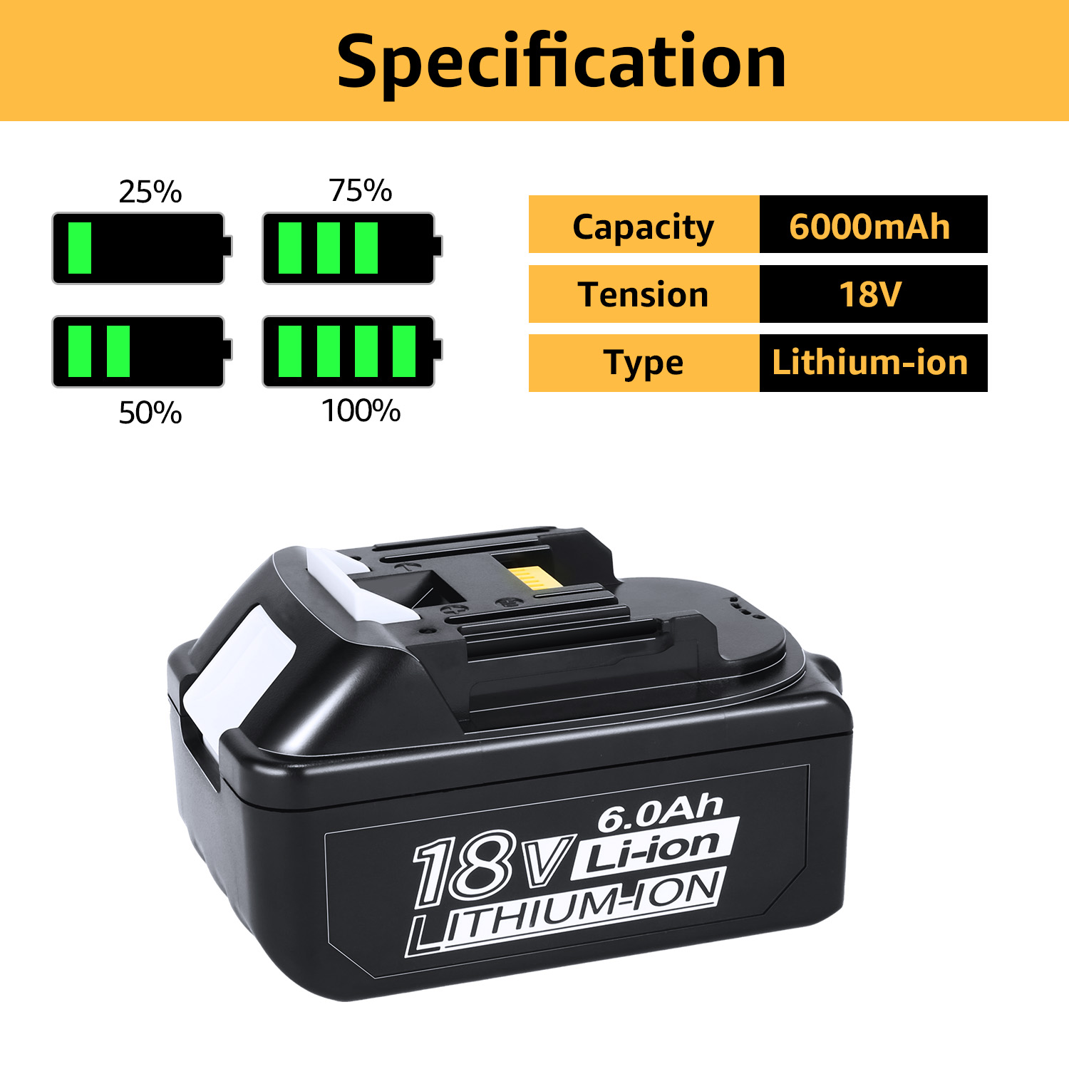 2-Pcs For Makita 18V 6.0Ah LXT Lithium-Ion BL1830 BL1850 BL1860 Tool Battery US Replacement Battery - Image 3