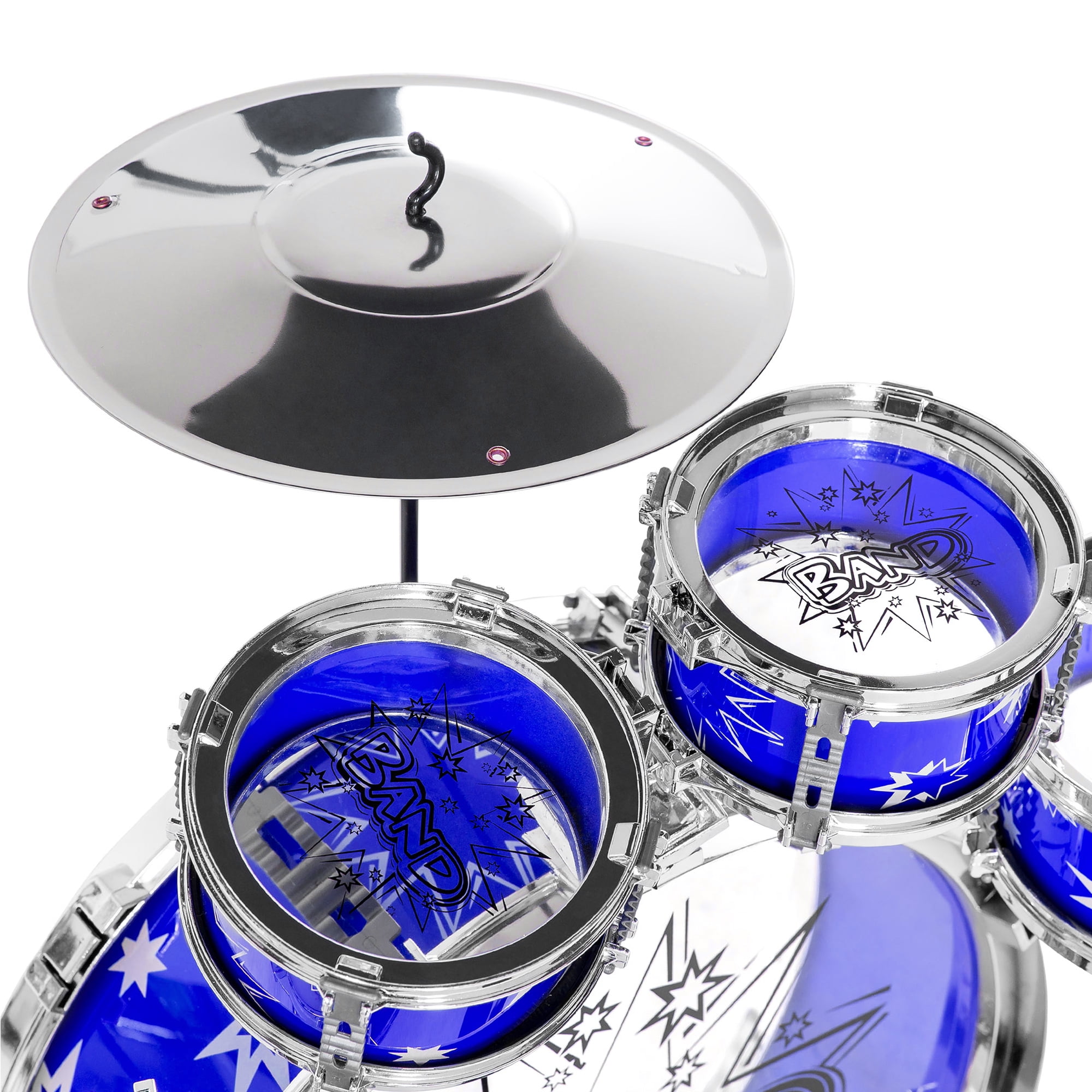 Best Choice Products 11-Piece Kids Starter Drum Set w/ Bass Drum, Tom Drums, Snare, Cymbal, Stool, Drumsticks - Blue - Image 4