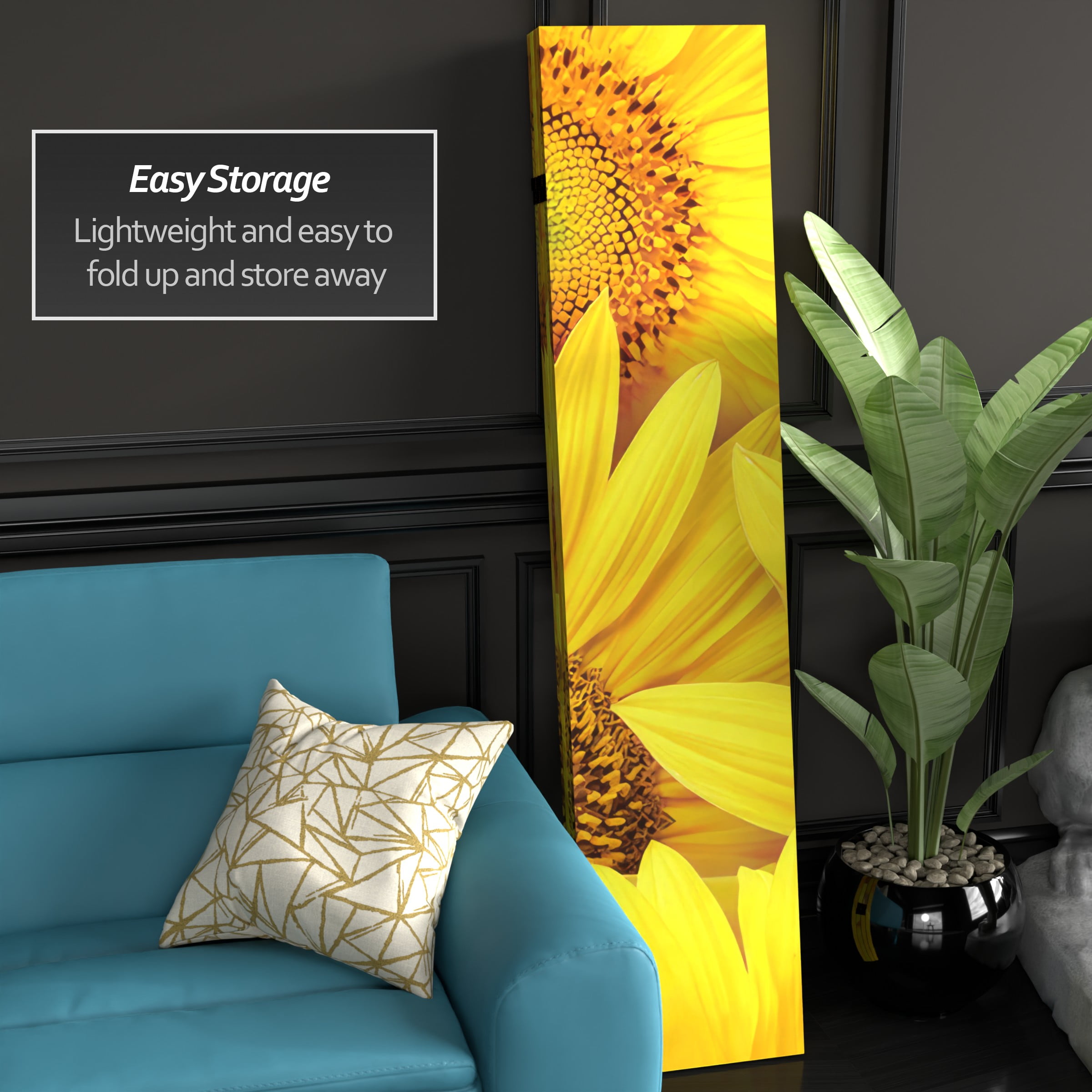 Oriental Furniture 6 ft. Tall Sunflowers Canvas Room Divider - 4 Panel - Image 5