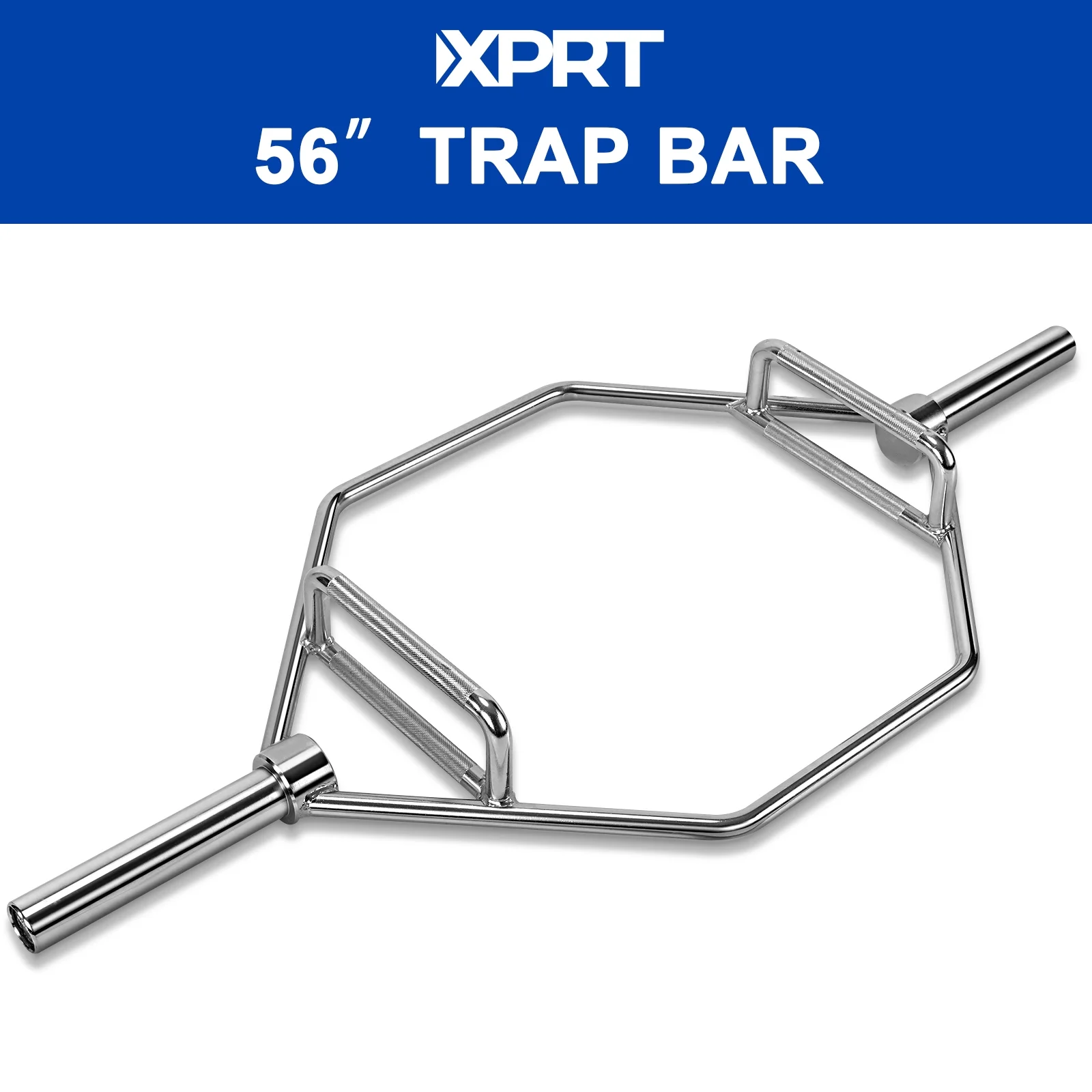 XPRT Fitness 56'' Olympic Hex Trap Barbell Deadlift Bar Rated 600lbs, Chrome coated - Image 6