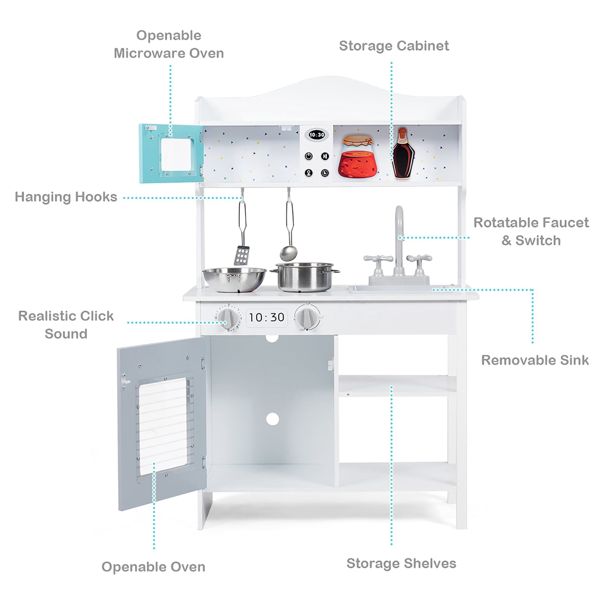 Costway Kids Kitchen Playset Cookware Cooking Set with Pots & Pans - Image 8
