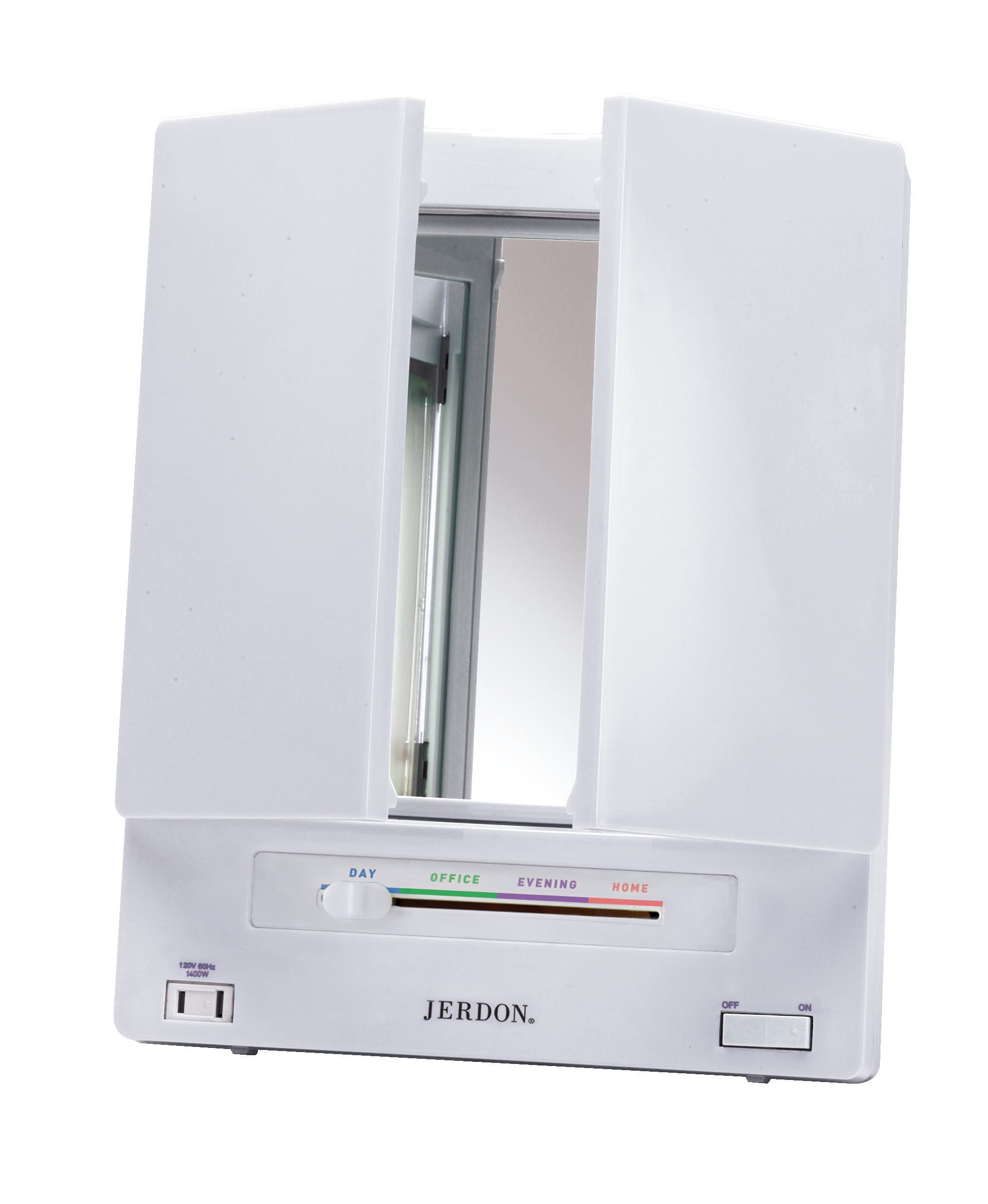 Jerdon Tri-Fold Makeup Mirror with Variable Light Settings, 5X- 1X Magnification, White-Model JGL9W - Image 5