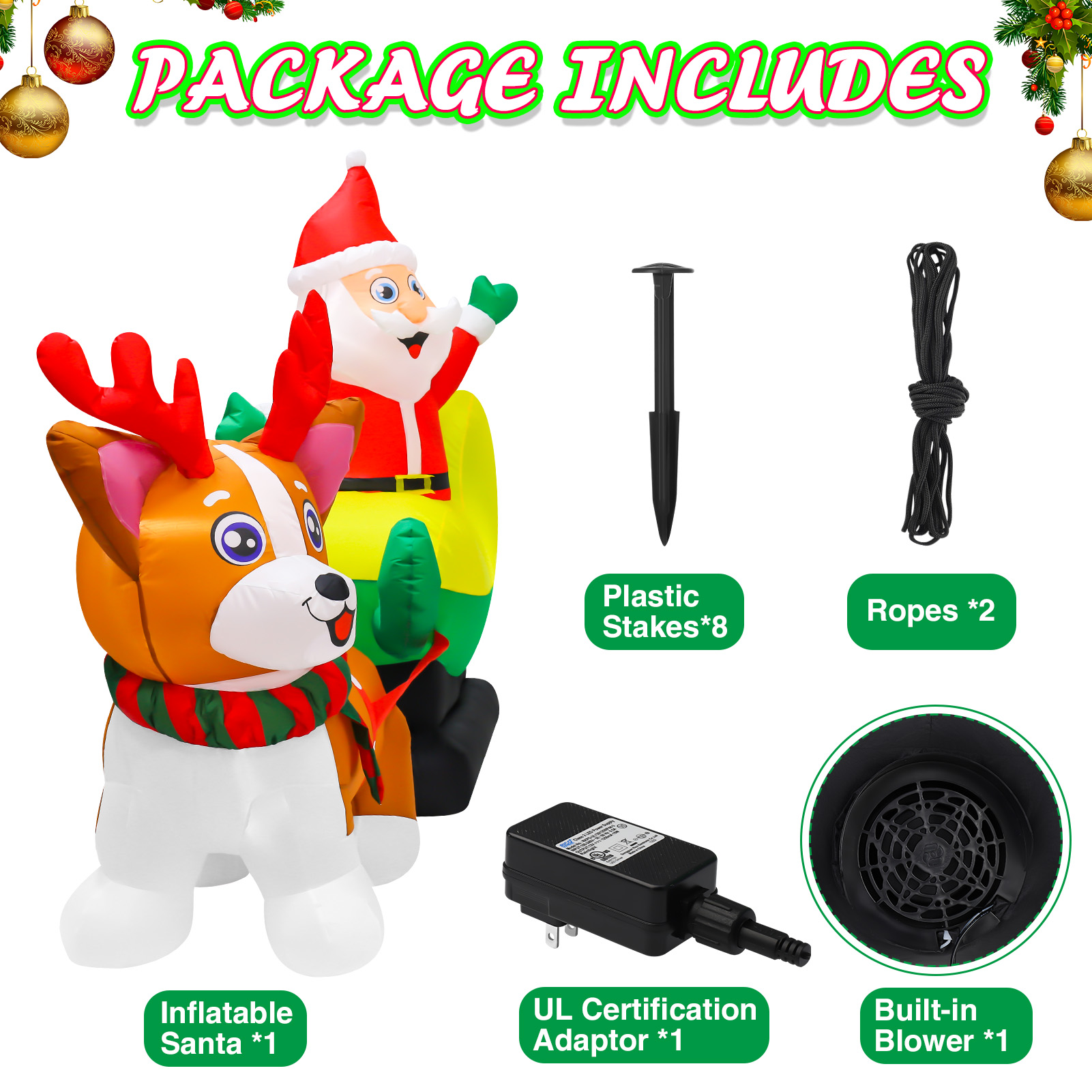 HEQUSIGNS 7ft Long Christmas Inflatable Santa Sleigh, Blow Up Christmas Santa Claus and Husky Inflatable Decoration with LED Light, Xmas Indoor Outdoor Decoration - Image 8