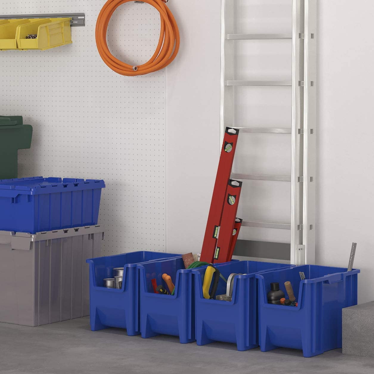 Akro-Mils Stak-N-Store 13014 Large Storage Bins Stackable Heavy Duty Containers, 17.5"x11"x12.5", Blue, 4-Pack - Image 3