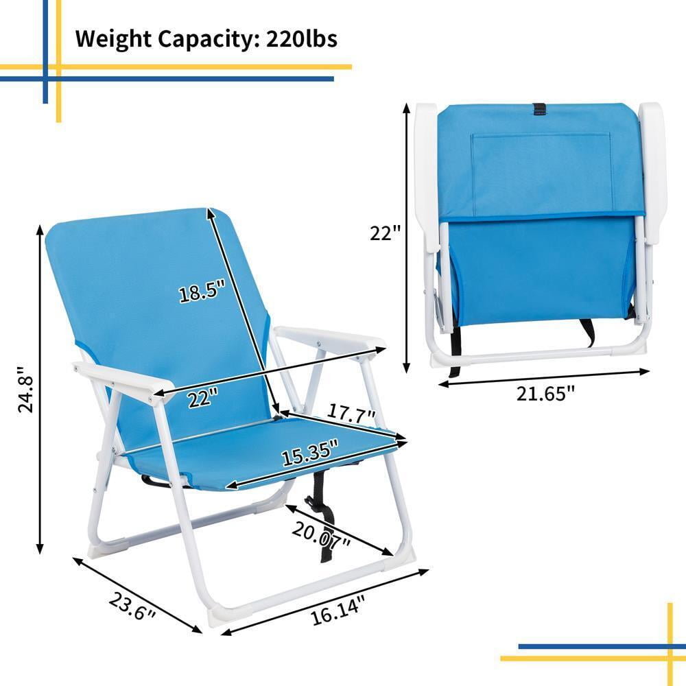 2 Pack Portable Beach or Camping Chair, Folding Load-Bearing 200 lbs Blue - Image 6