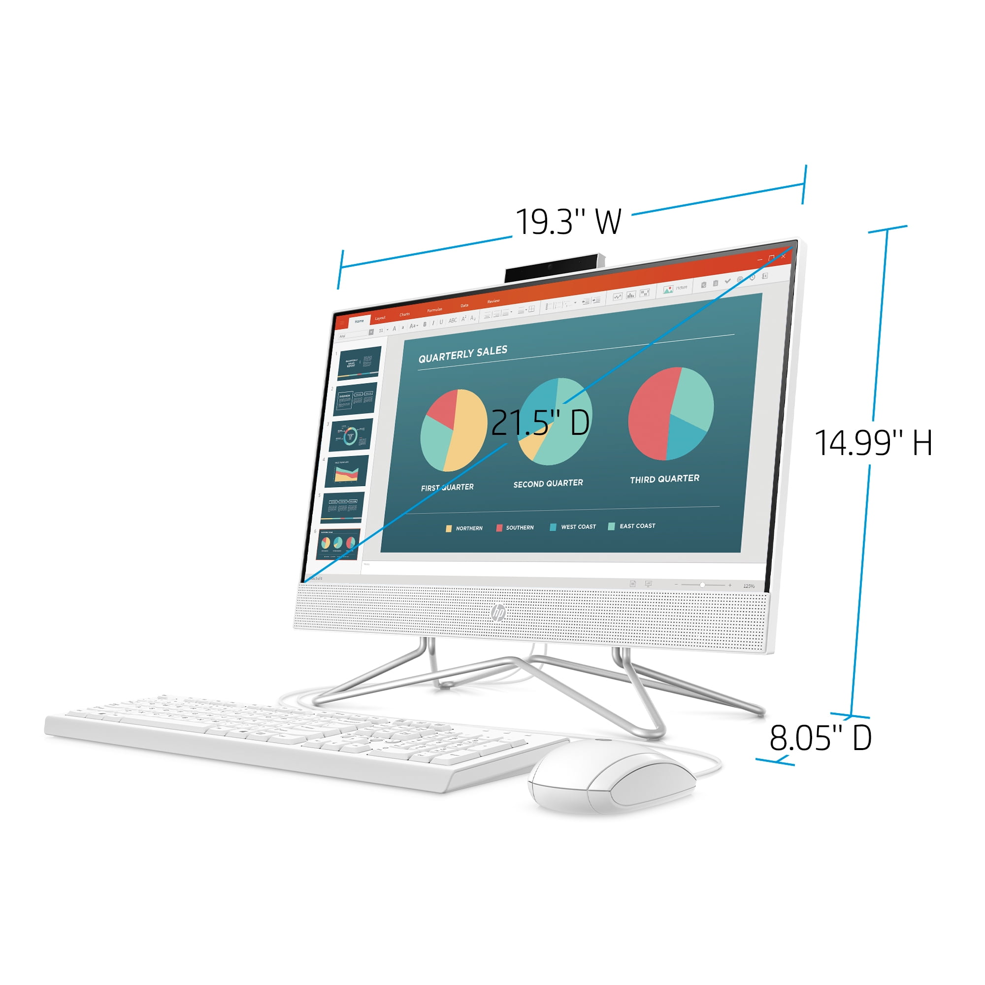 HP All-in-One Desktop 22", Intel Celeron G5900T, 4GB RAM, 256GB SSD, White, Windows 11 Home, 22-df0003w - Image 3