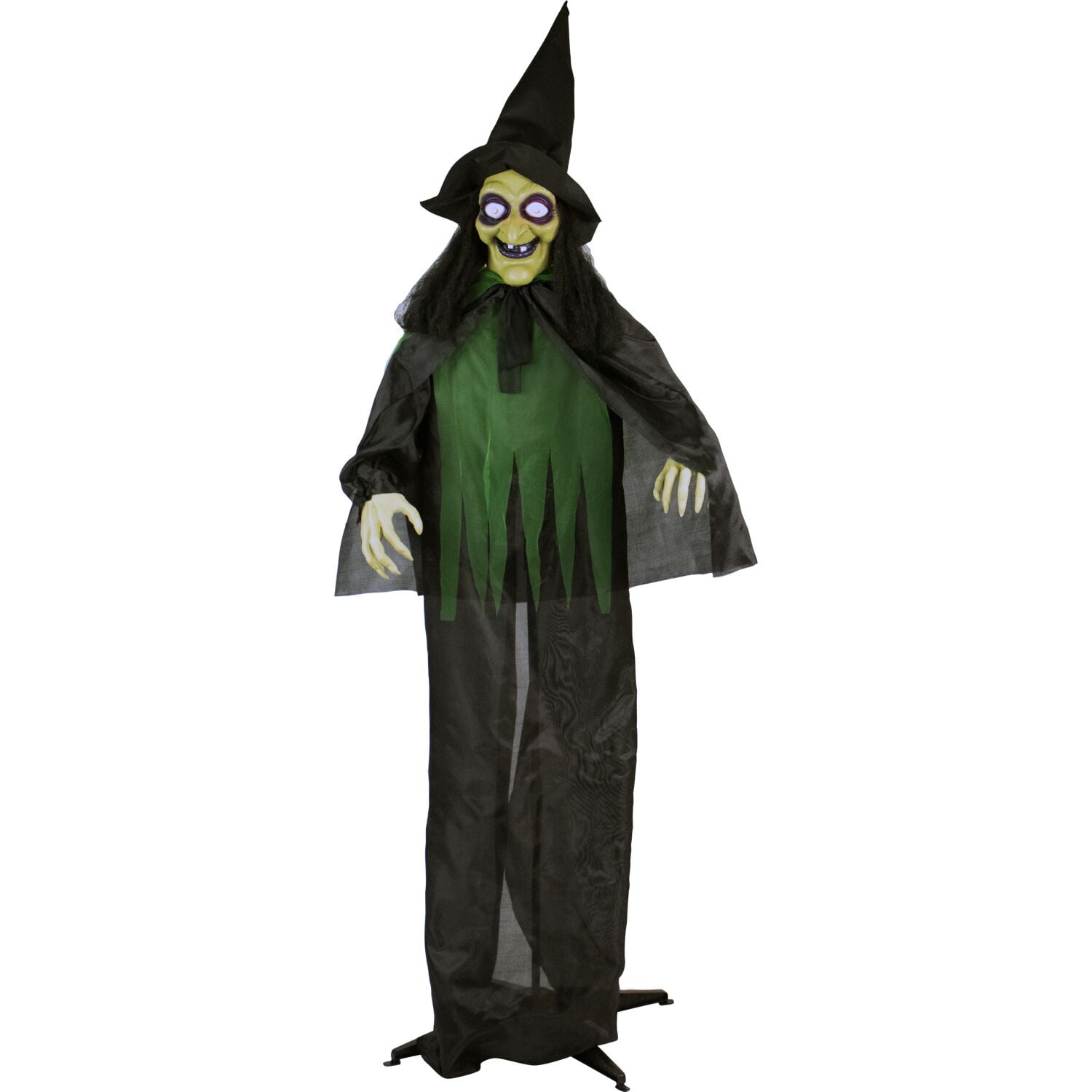 Haunted Hill Farm 5.7 ft Animatronic 3 Witches with Cauldron, Indoor/Covered Outdoor Halloween Decoration with Light-up Eyes, HHWITCH-15FLS - Image 12